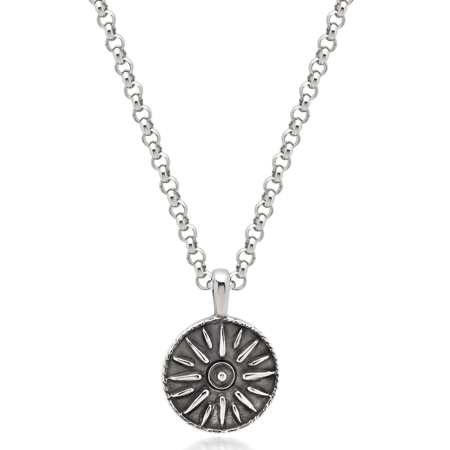 Men’s Silver Necklace With Ancient Sun Pendant Nialaya