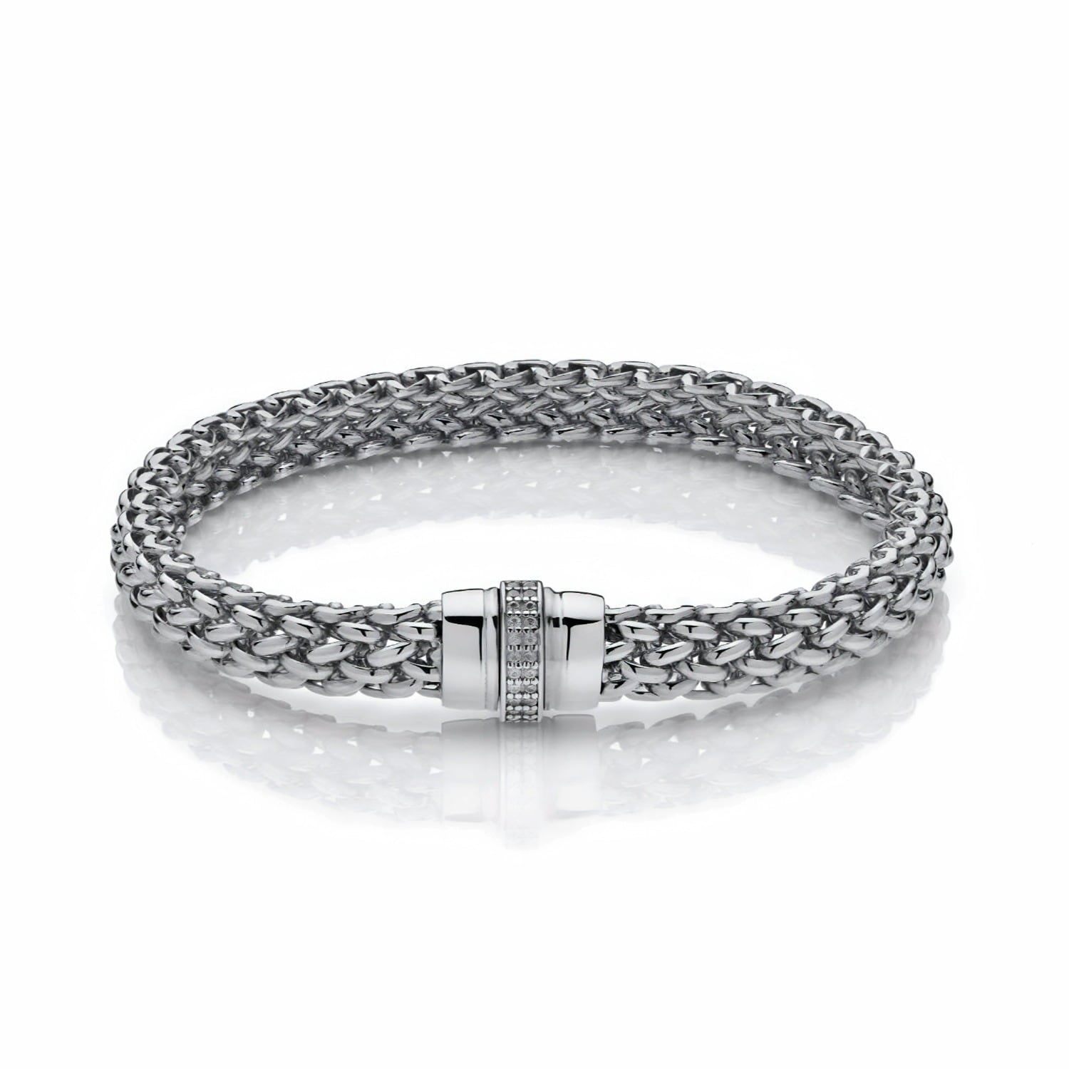 Mvm Italy Women's Silver Hand Made Florentine Mesh Bangle In Metallic
