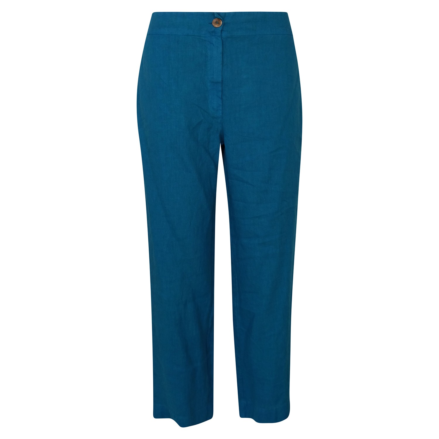 Haris Cotton Women's High Waisted Linen -blend Pants With External Pockets - Aegean Blue
