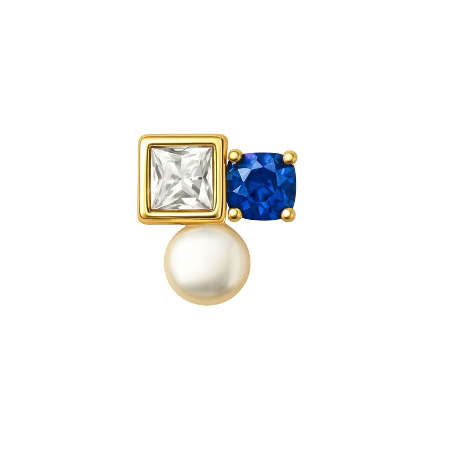 Lily Flo Jewellery Women's Gold Entre Nous Sapphire Diamond Pearl Stud Ii