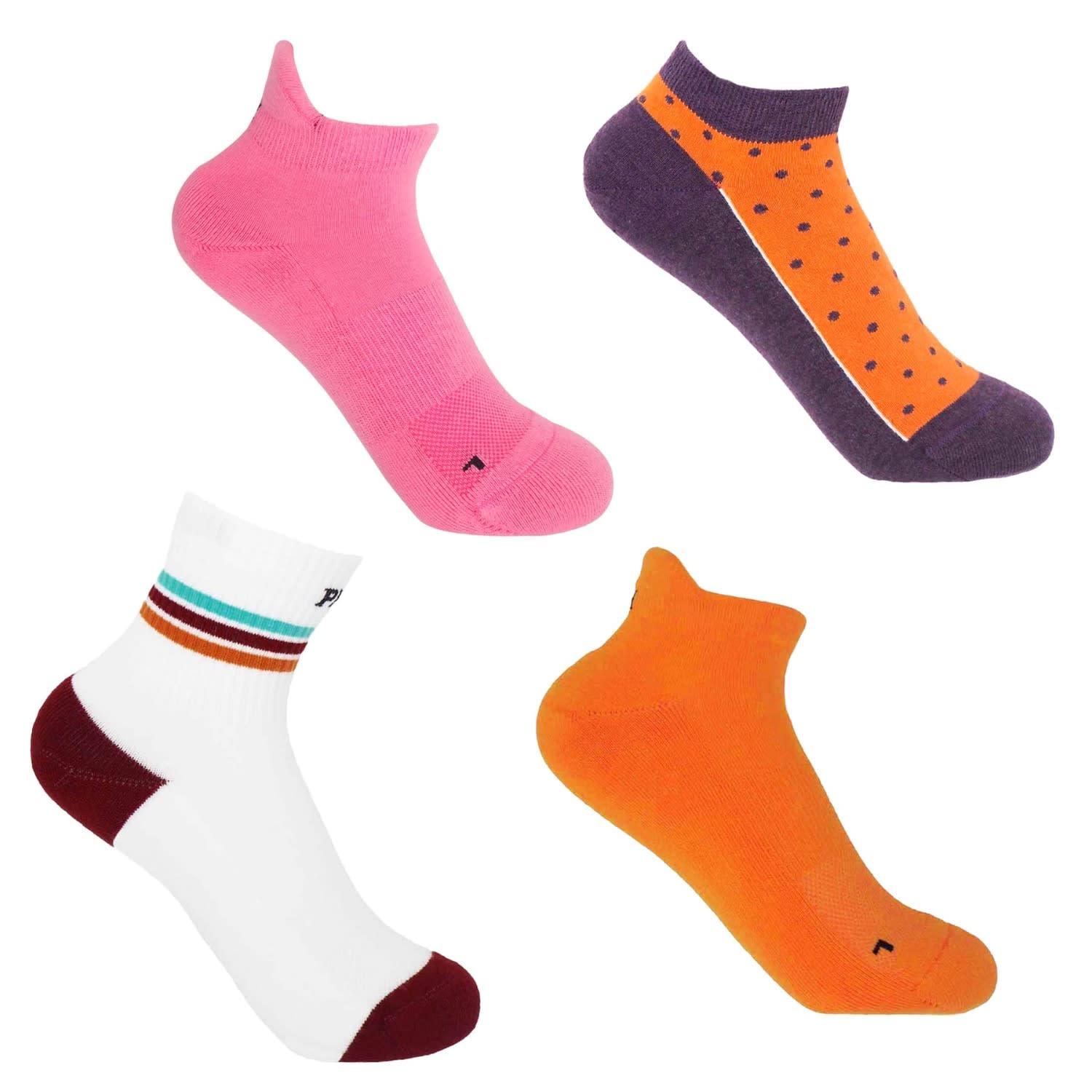 Peper Harow - Made In England Women's Organic Trainer Socks Bundle – White, Orange, Pink