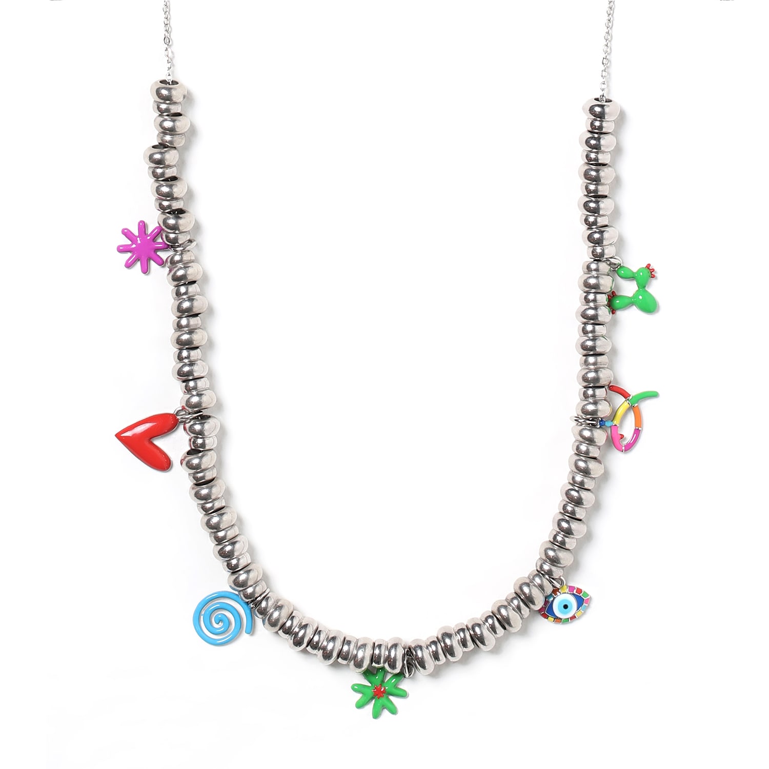 Pinnole Women's Silver Can't Choose A Charm Necklace