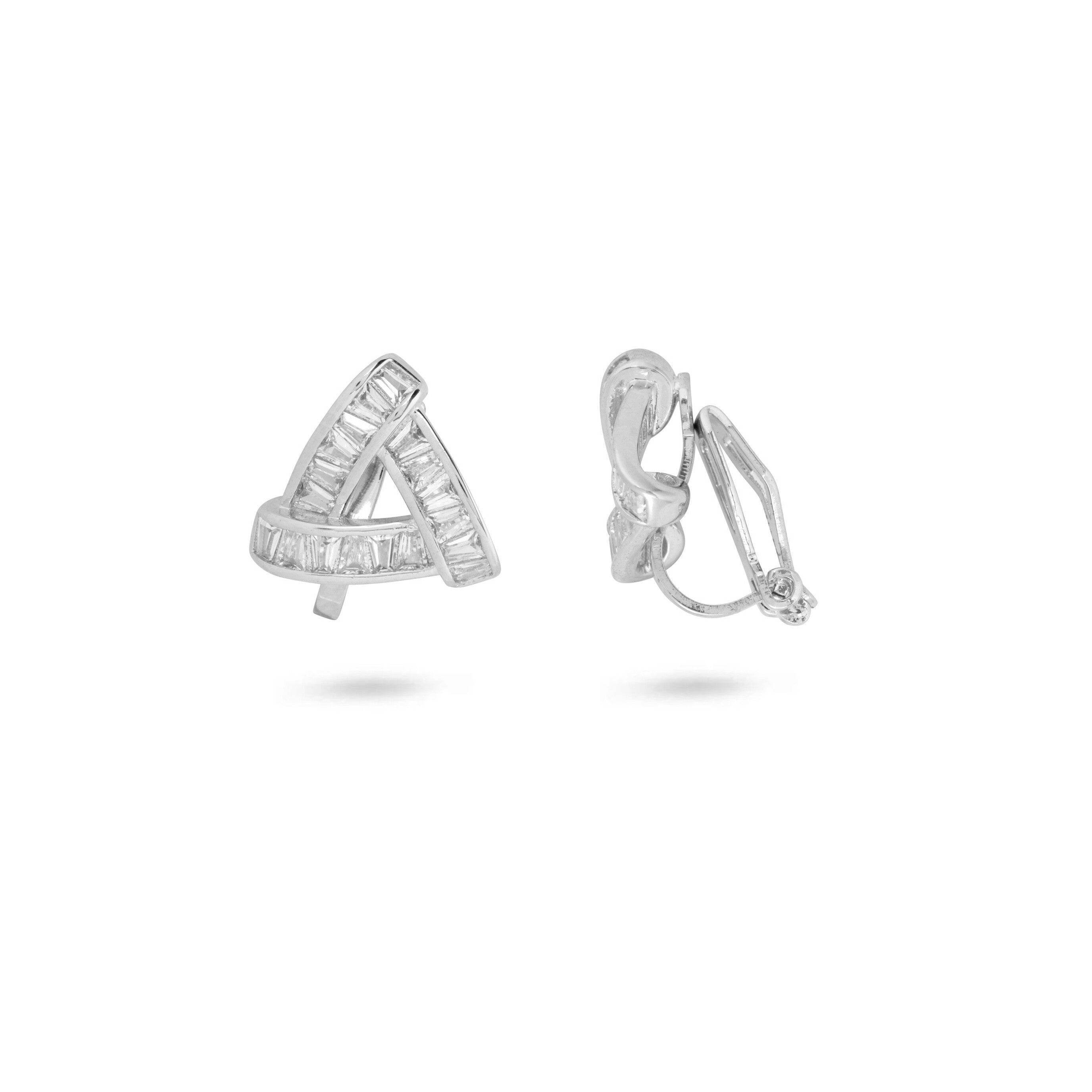 Gold Trip Women's White / Silver Silver Crystal Triangle Clip On Earrings In Metallic