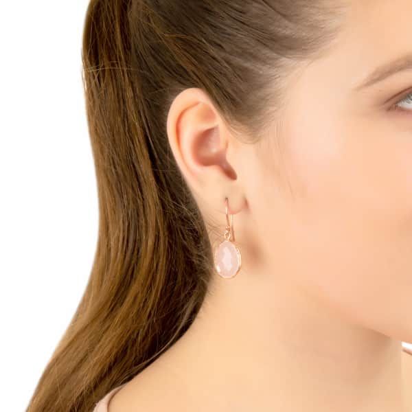 Latelita London Petite Drop Earring Rosequartz Rosegold In Drop