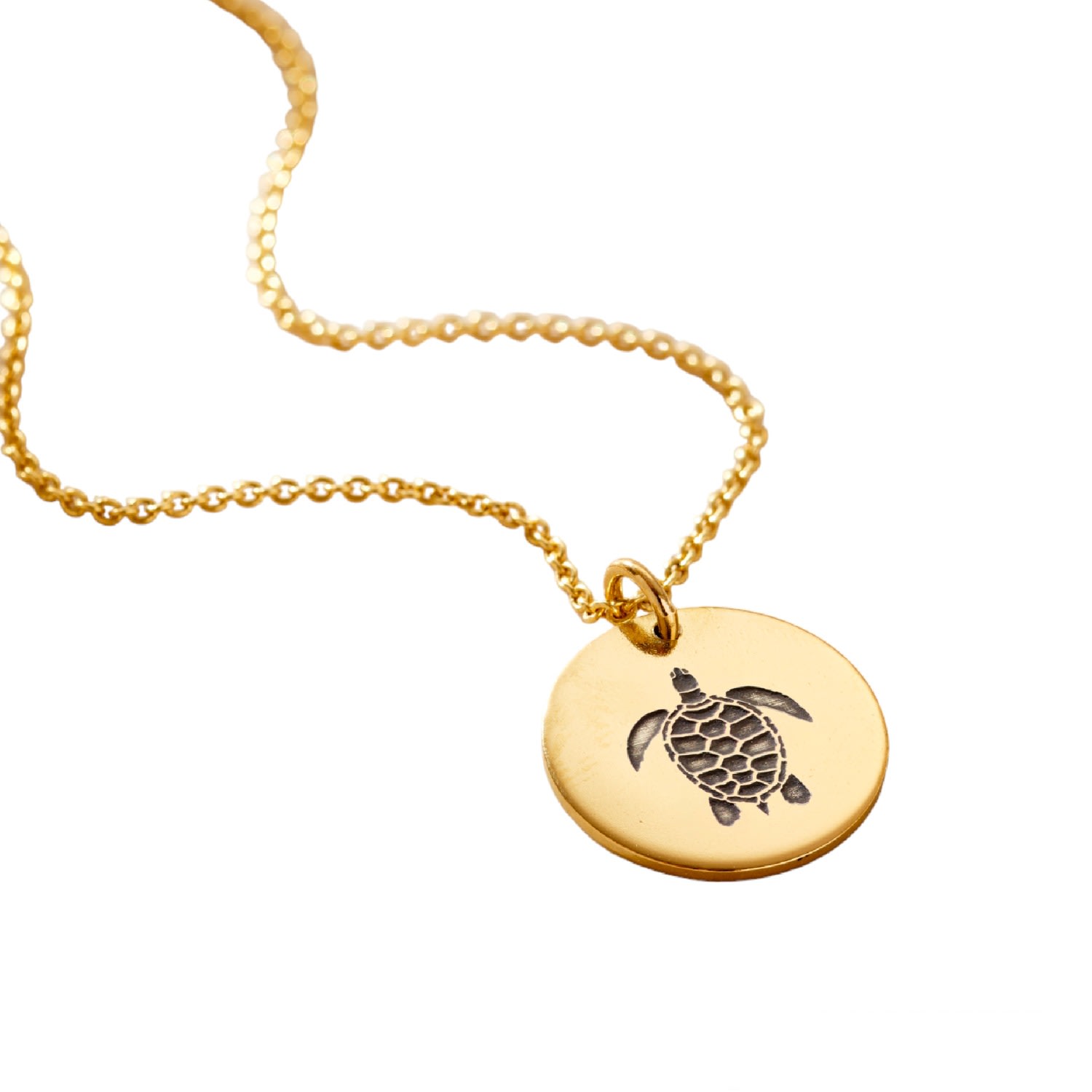 Women’s Yellow Gold Plated Turtle Spirit Animal Necklace Posh Totty Designs