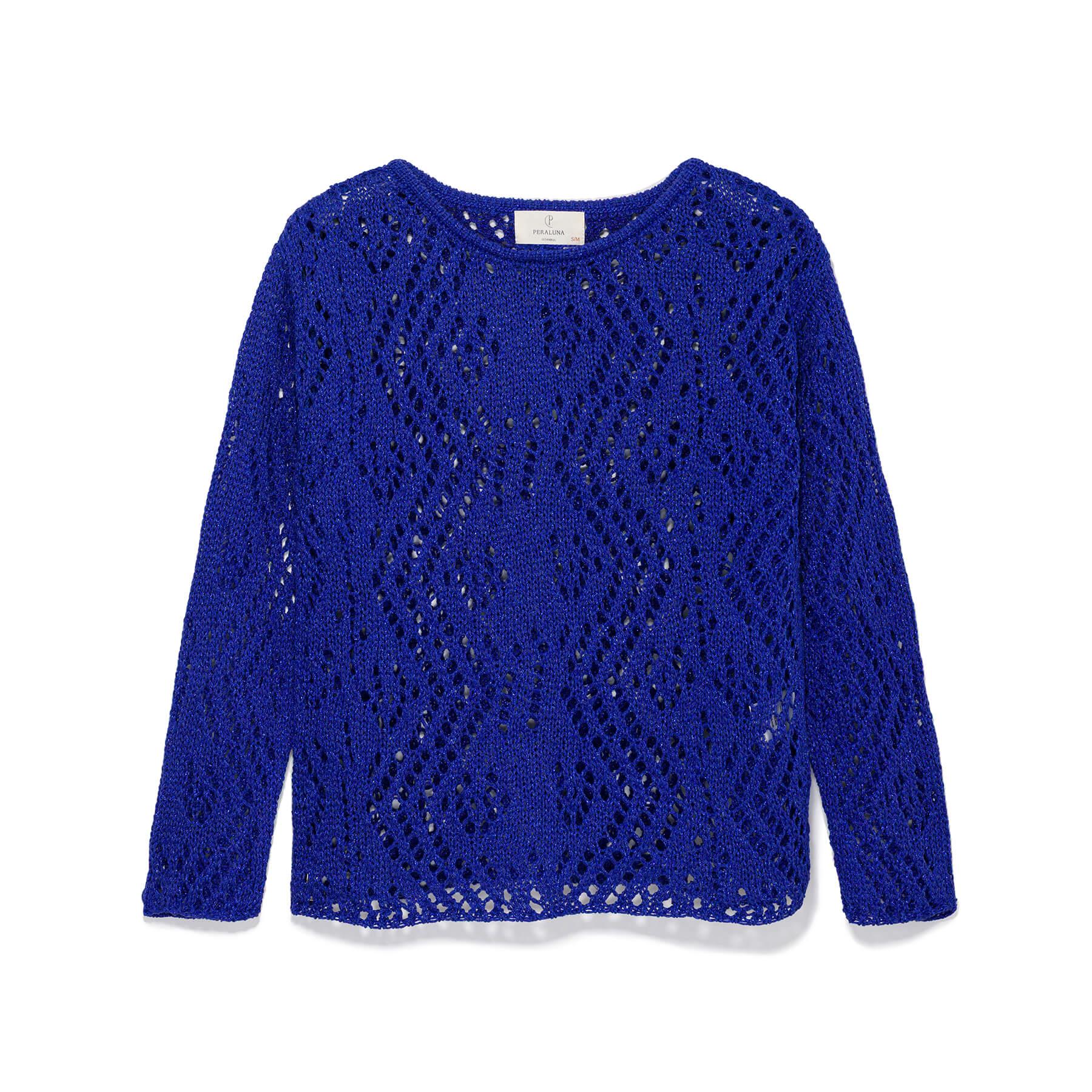 Peraluna Women's Amy Top Openwork Glittery Blouse In Royal Blue
