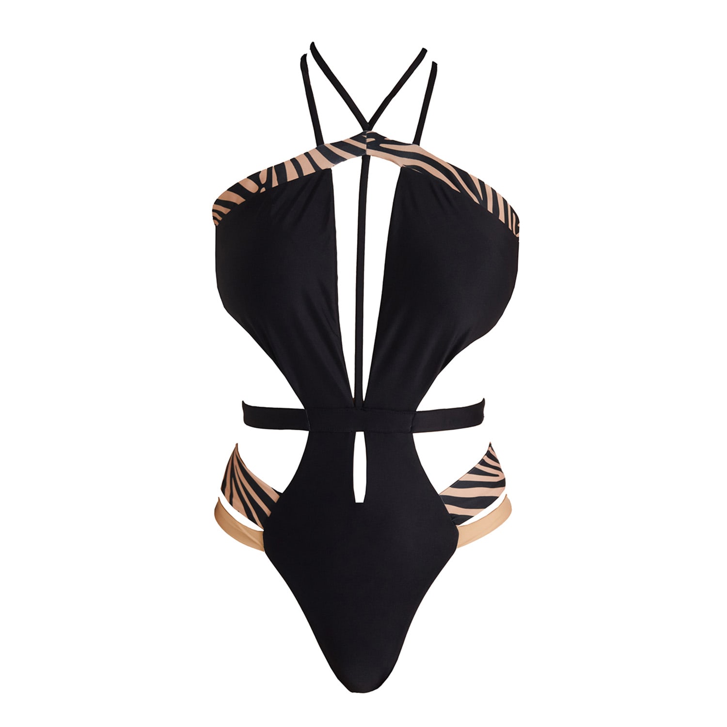 Women&rsquo;s Black / Neutrals Dominatio One Piece Swimsuit | Medium | Sancha the Brand