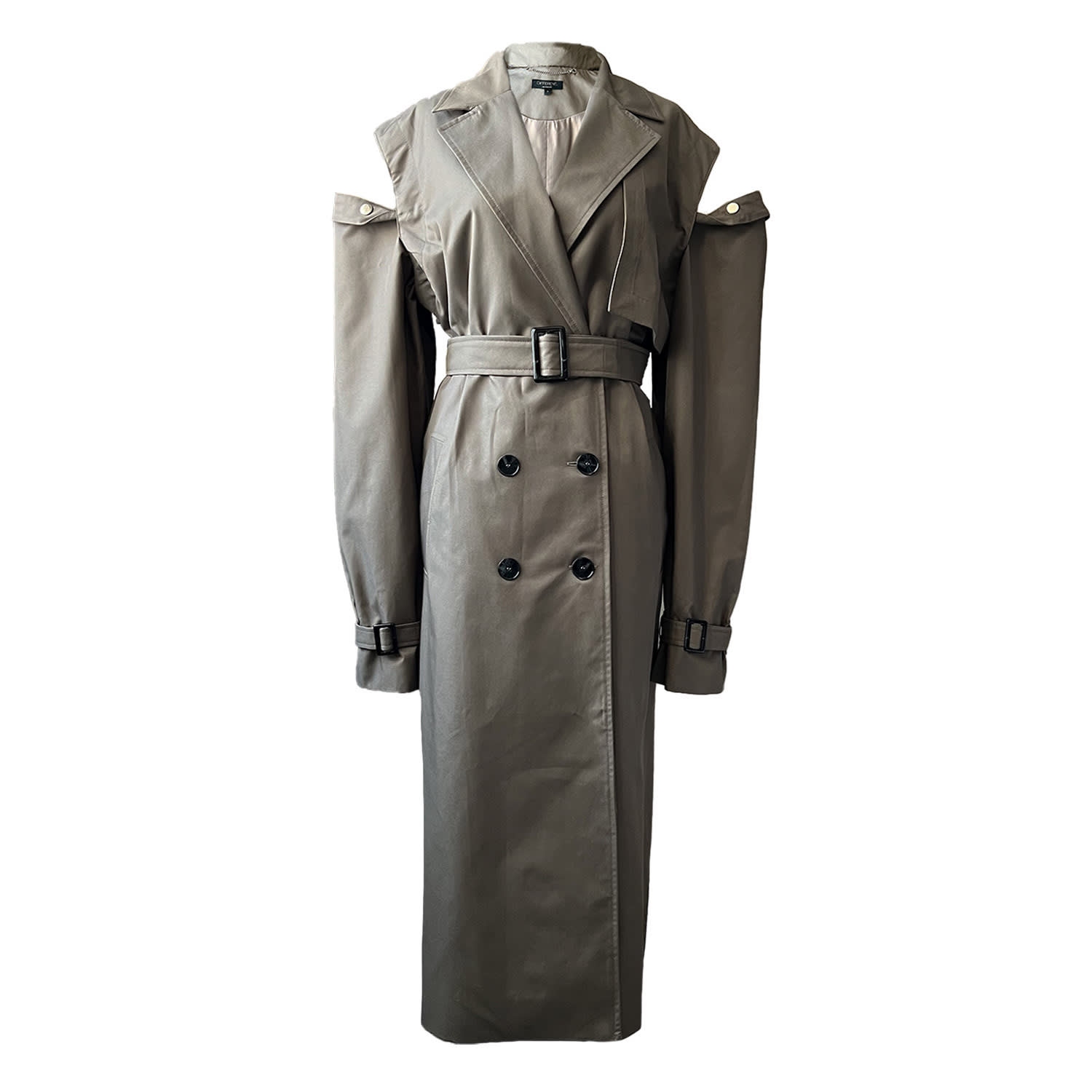 Different Women's Green / Grey / Brown Transformer Trench Coat With Buckle-belt & Detachable Sleeves Brown & G In Green/grey/brown