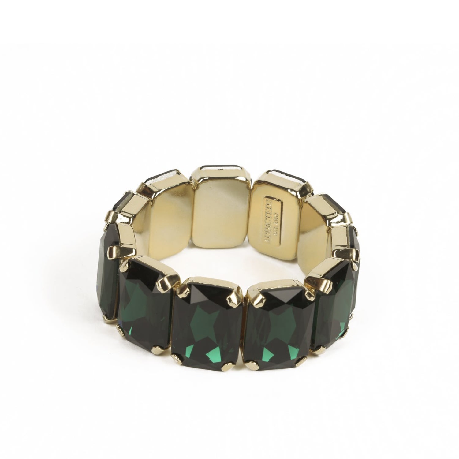 Addicted2 Women's Gold / Green Ester Gold Plated Bracalet With Crystal Emerald In Multi