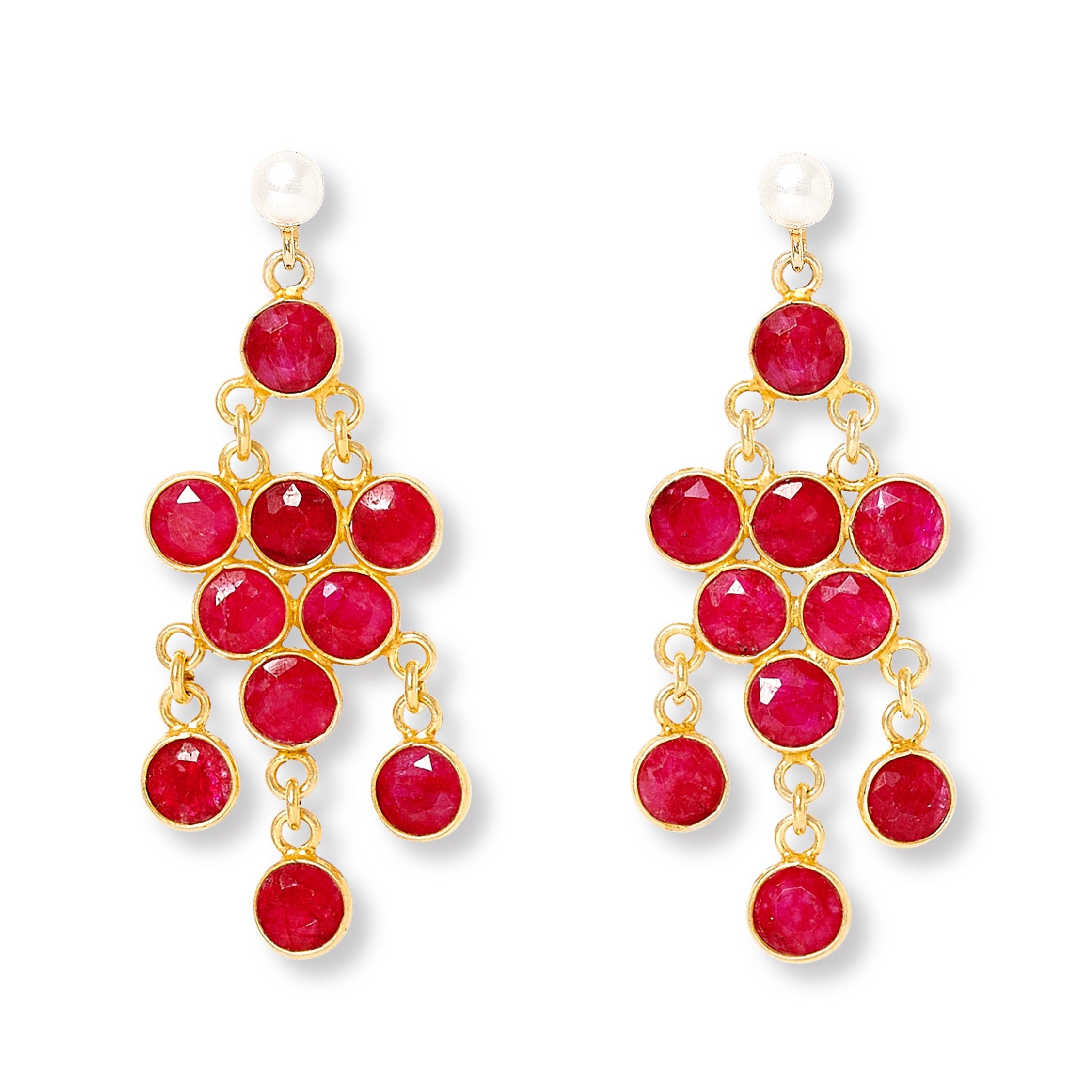 Pearls Of The Orient Online Women's Clara Cultured Freshwater Pearl Earrings & Ruby Chandelier Earrings In Red