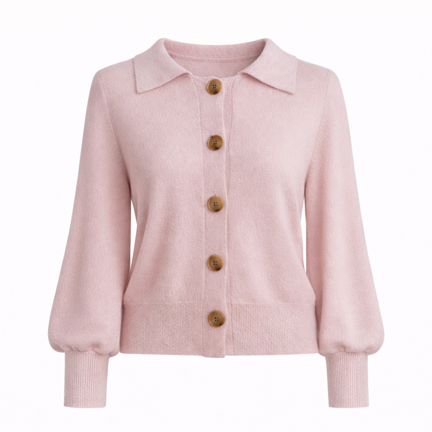 Women&rsquo;s Pink Balloon Sleeve Cashmere Cardigan | Small | Fiora Muse