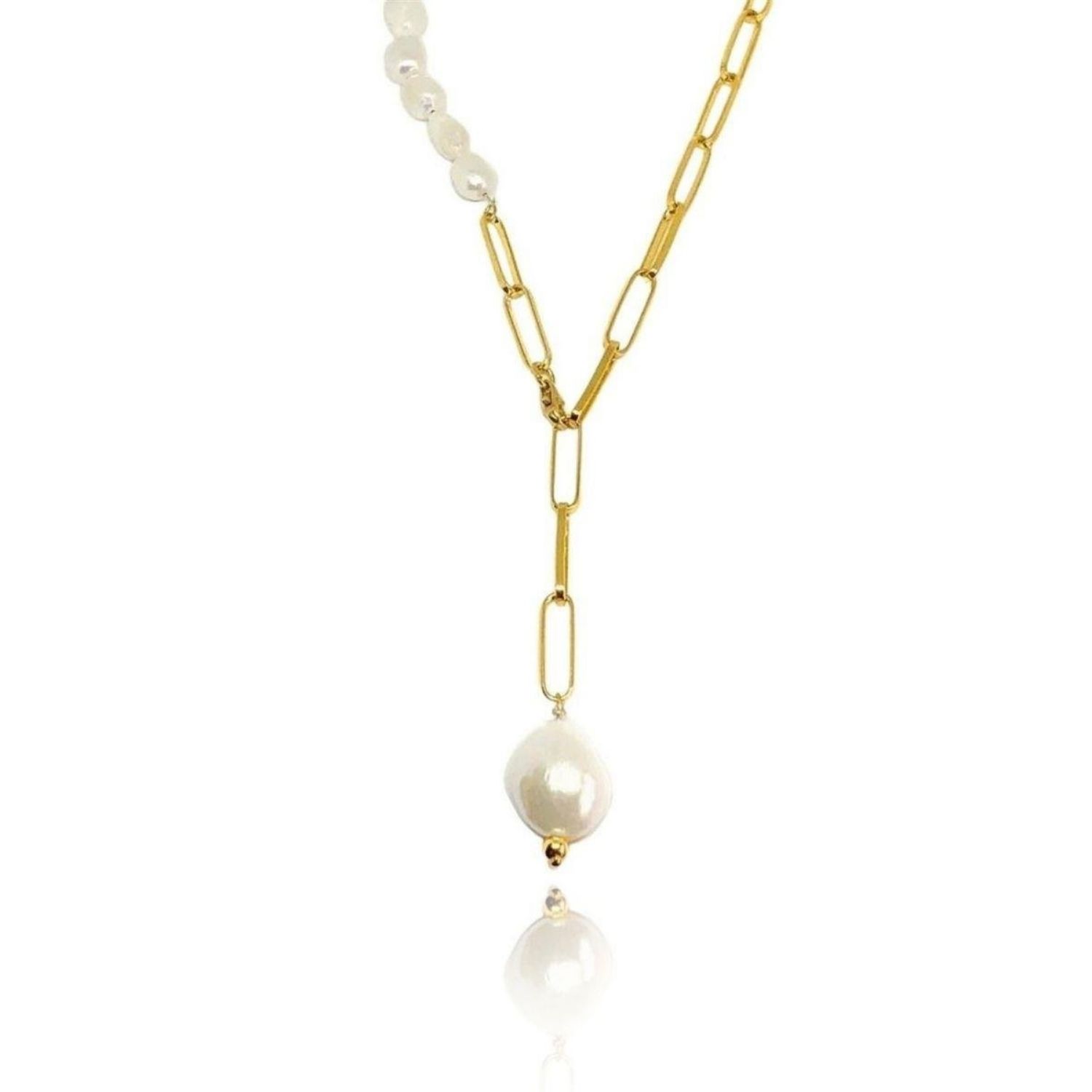 Linya Jewellery Women's Gold Bety Chain Pearl Necklace In Gold