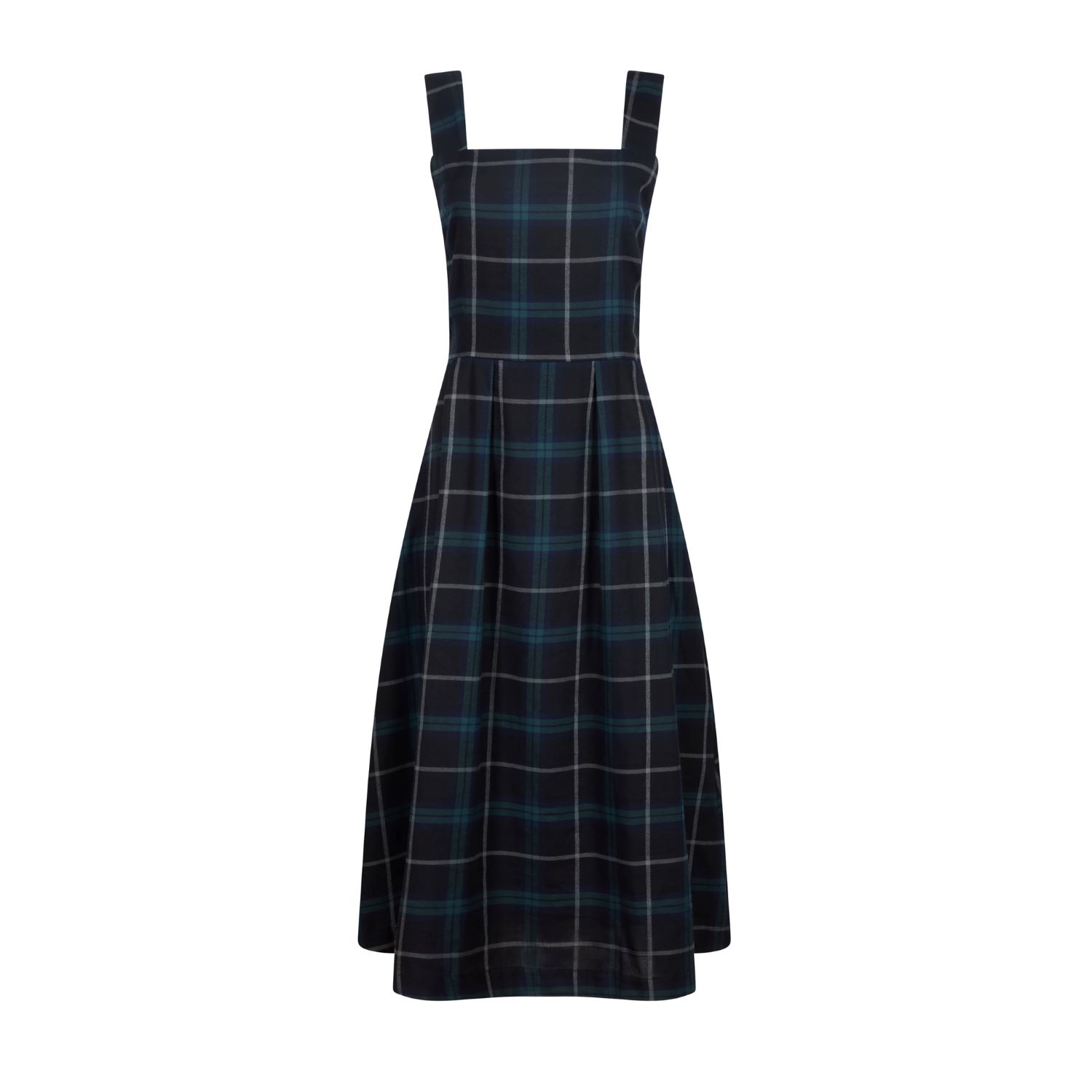 blue plaid pinafore dress Just Polly Stylish Blue Plaid Pinafore Dress