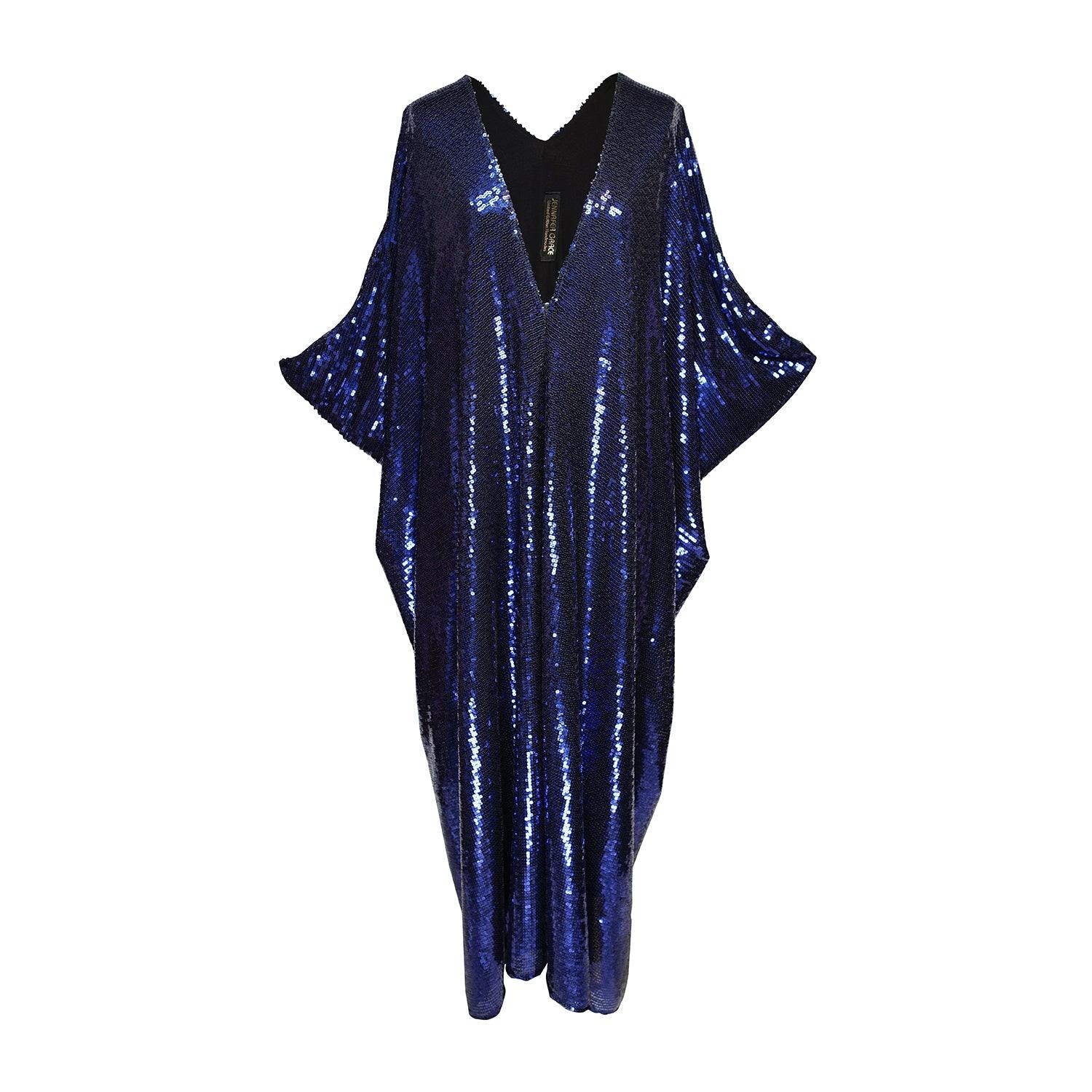 Jennafer Grace Women's Blue Night Sapphire Sequin Caftan Kaftan Dress In Blue