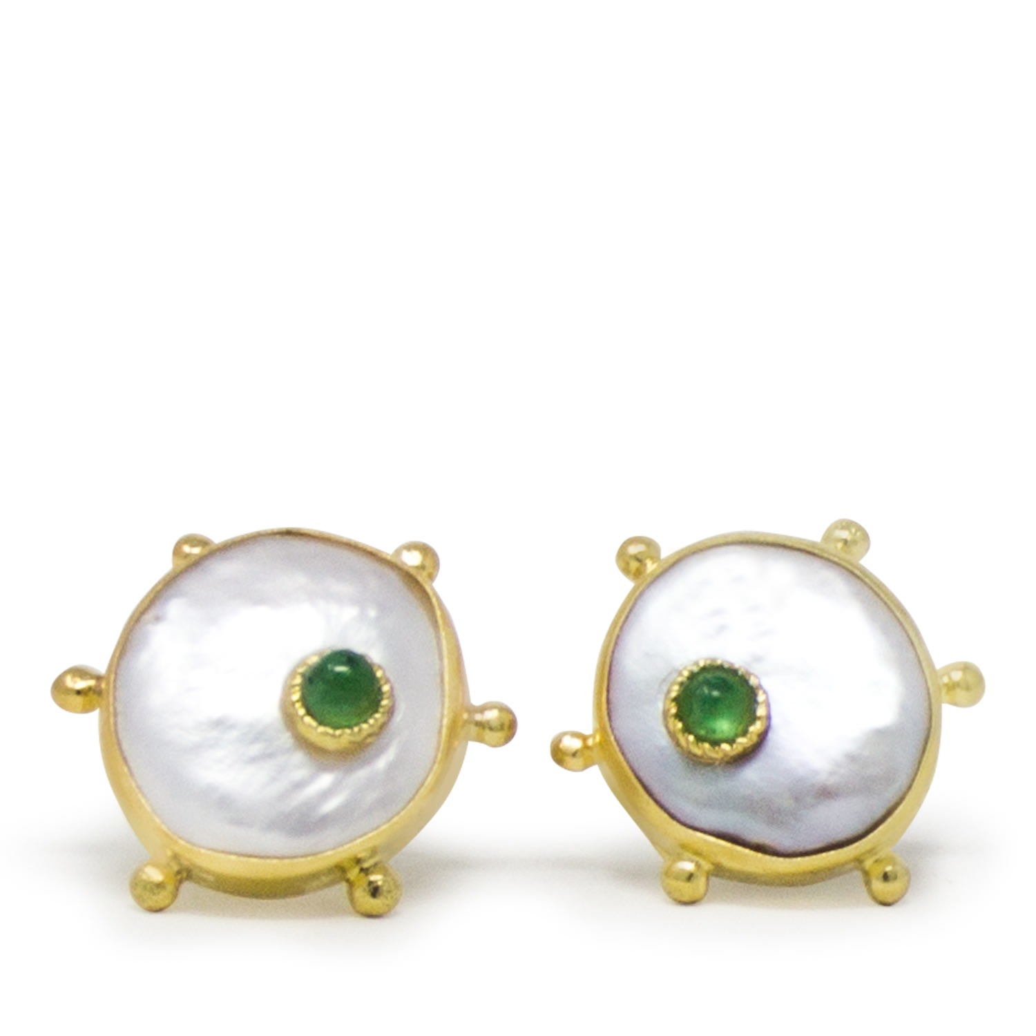 Women’s Gold Rebel Rebel Green Emerald Stud Earrings Vintouch Italy