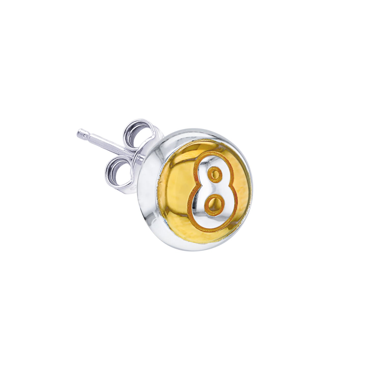 True Rocks Men's Silver / Gold 2 Tone 18kt Gold-plated & Sterling Silver 8 Ball Stud In Multi