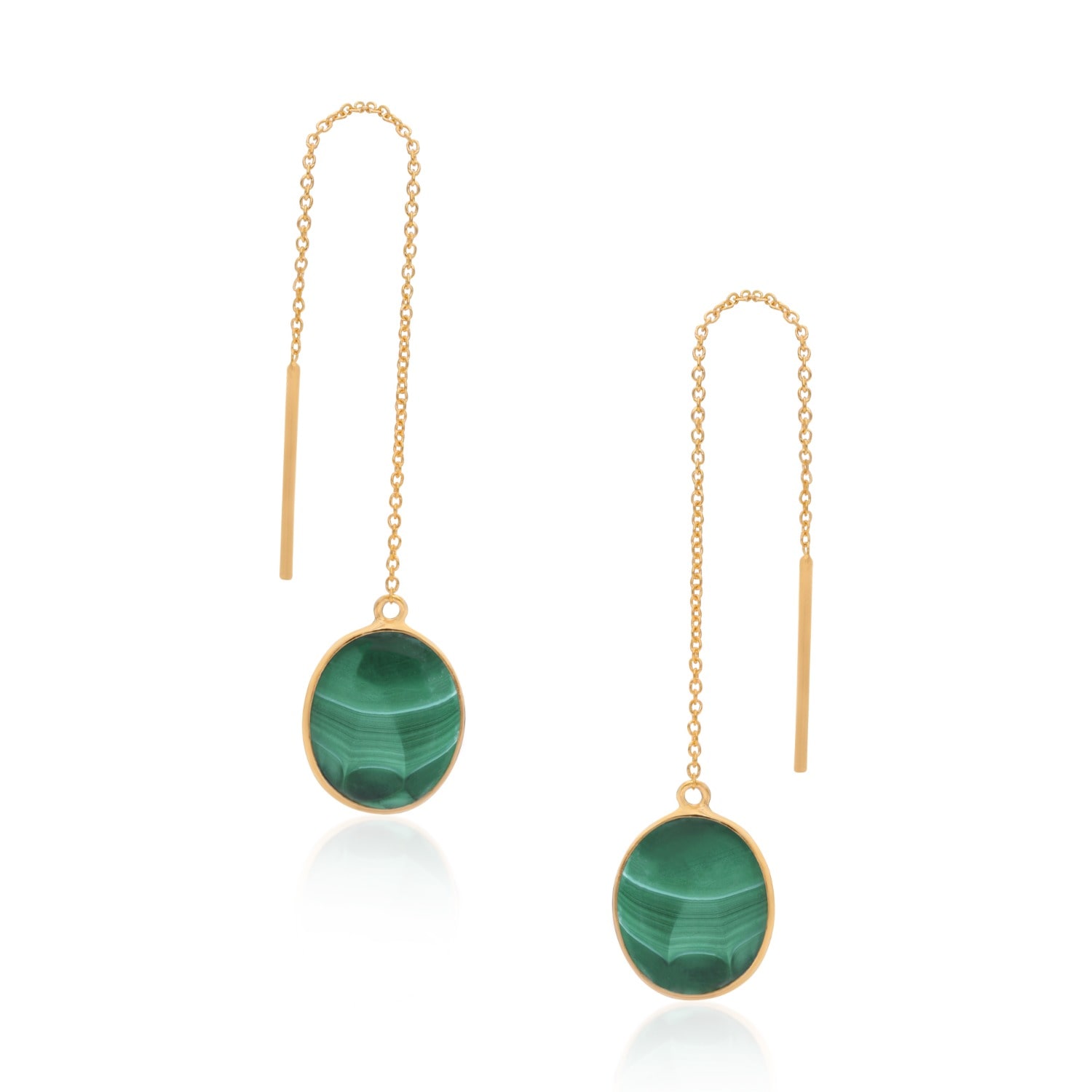 Preeti Sandhu Women's Gold / Green Natural Malachite Threader Earrings