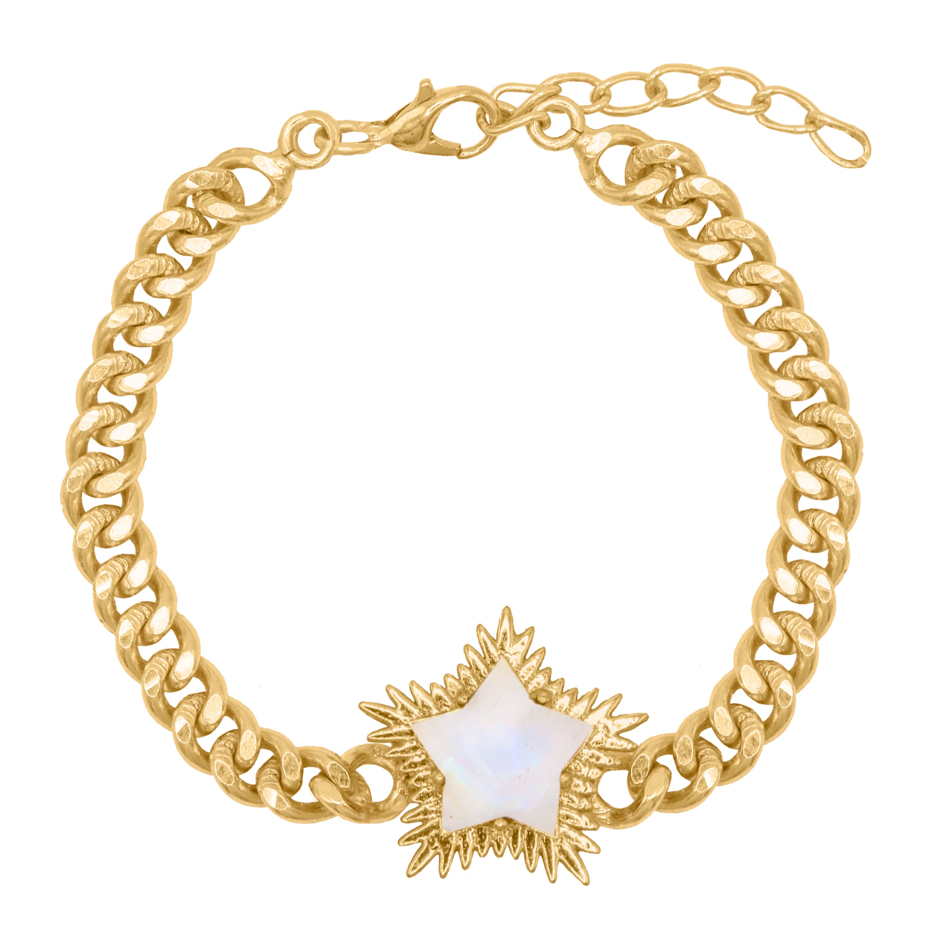 Luna Charles Women's Gold / White Willa Moonstone Spiky Star Bracelet
