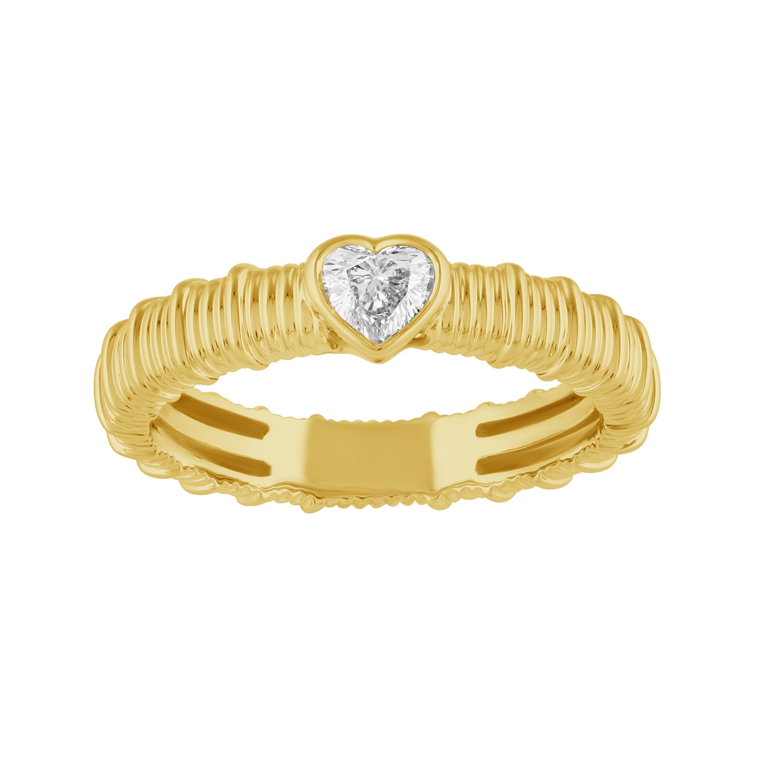 Artisan Women's Gold / White Heart Shape Diamond Designer Band Ring In 14kt Solid Gold Fine Jewelry In Multi