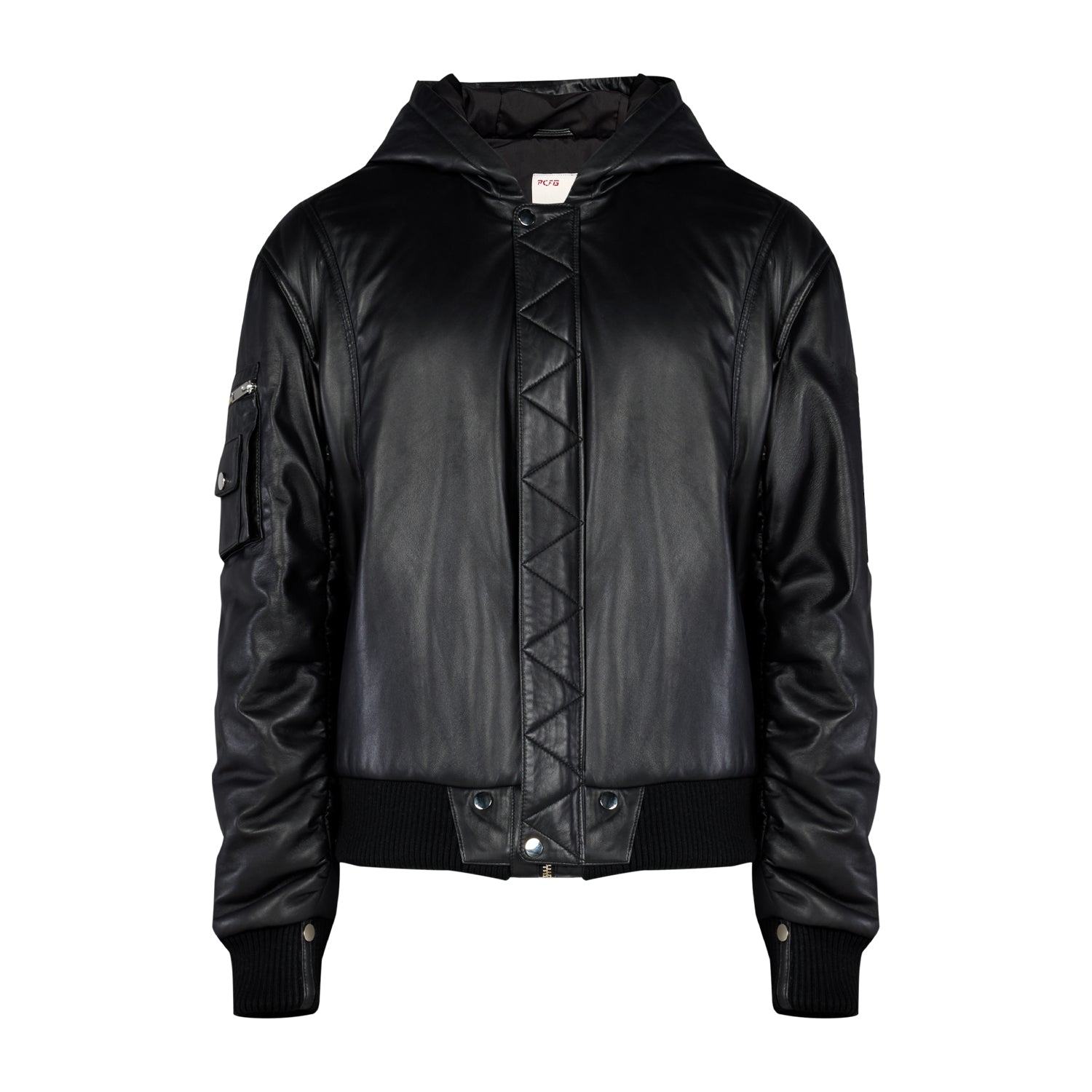 Pcfg Men's Black Your Itch Bomber Leather Jacket In Black