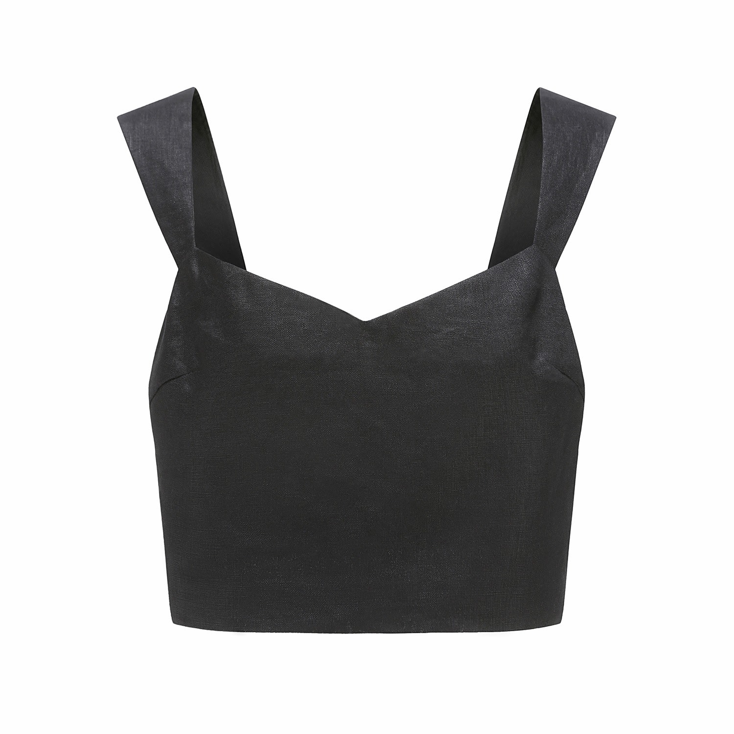 Nuaje Nuaje Women's Black Mia Linen Twill Crop Top In Black