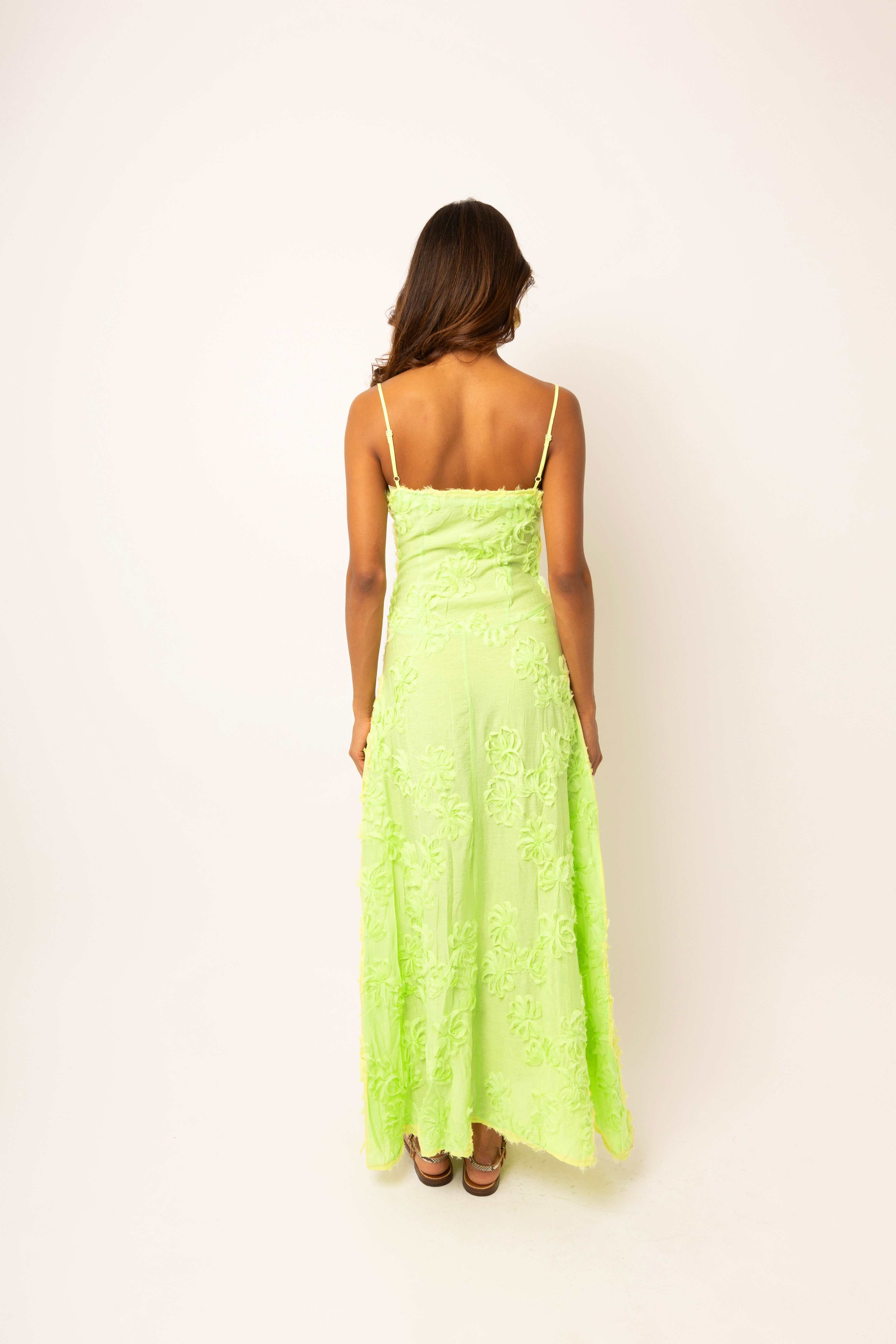 green emerald velvet dress Silk Touch Satin Maxi Dress with Twisted Bodice – Chartreuse – aisl dresses main image 0