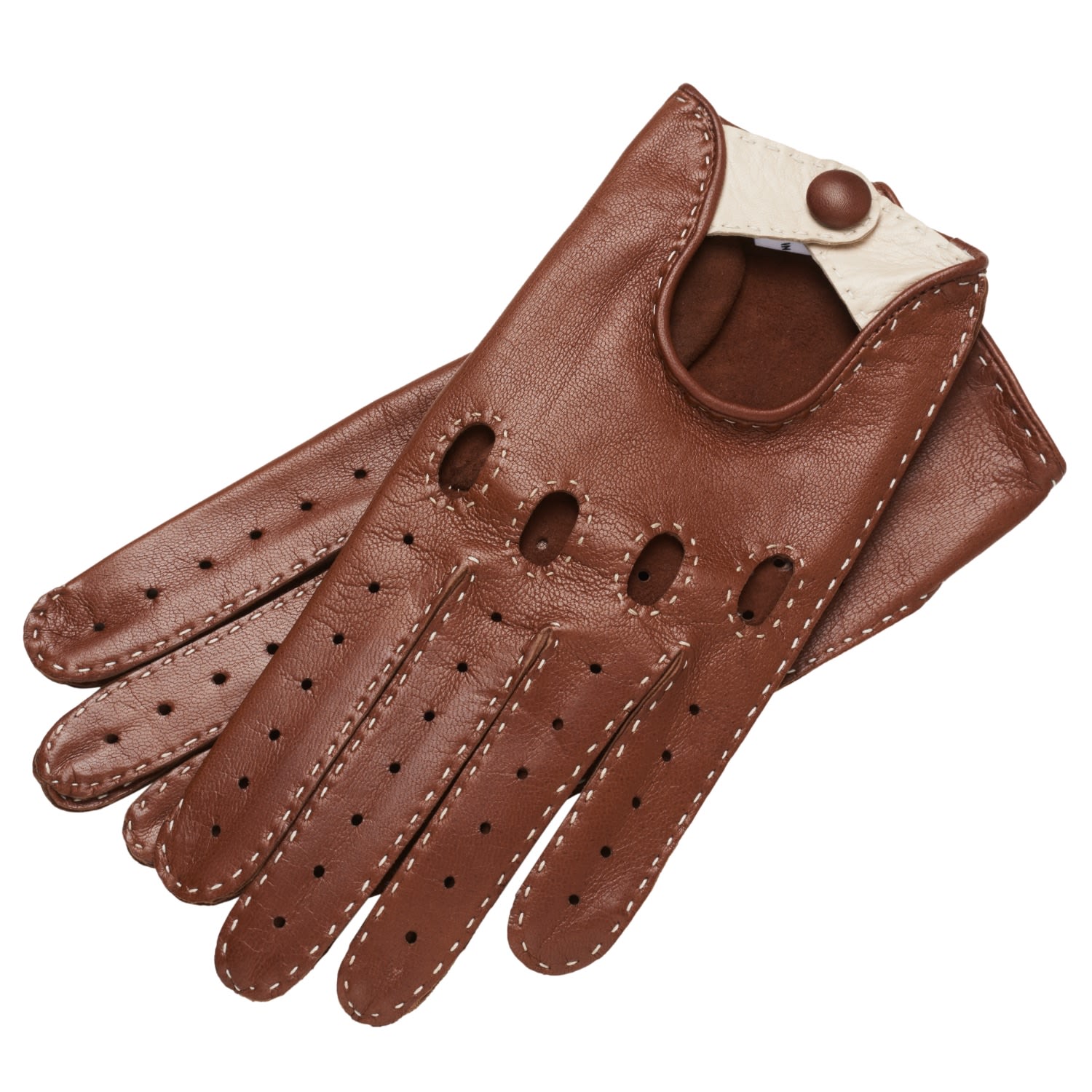 1861 Glove Manufactory Brown / Neutrals Rome - Men's Handsewn Lambskin Driving Gloves In Saddle Brown With Creme In Brown