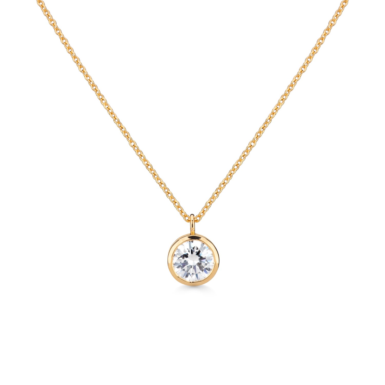 Augustine Jewels Women's Delicate Round Shaped Gold Diamond Necklace Bezel Set