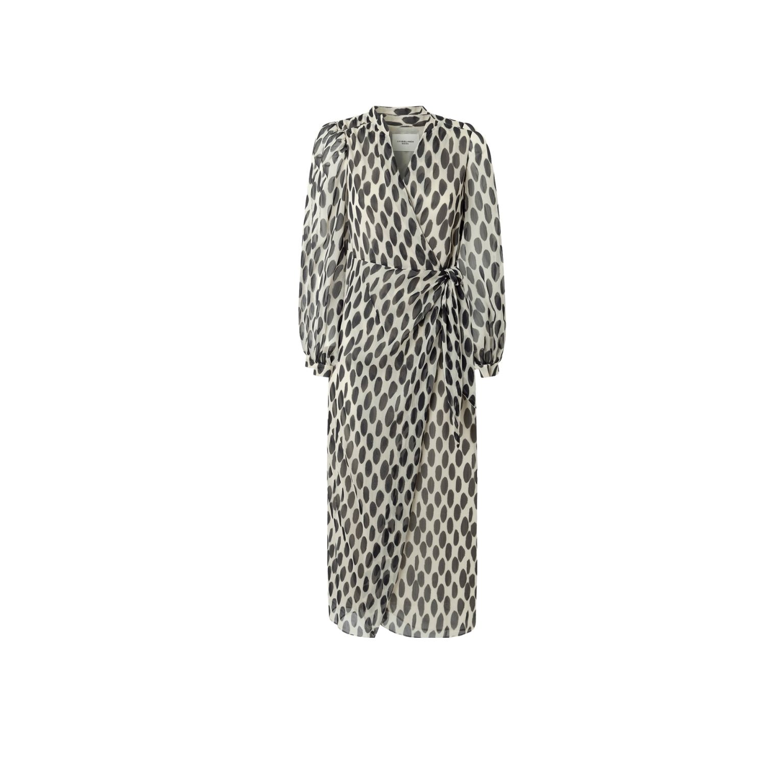 Juan Avellaneda X Seeiou Women's White / Brown Berta Midi Dress Polka Dot Print With Belted Waist