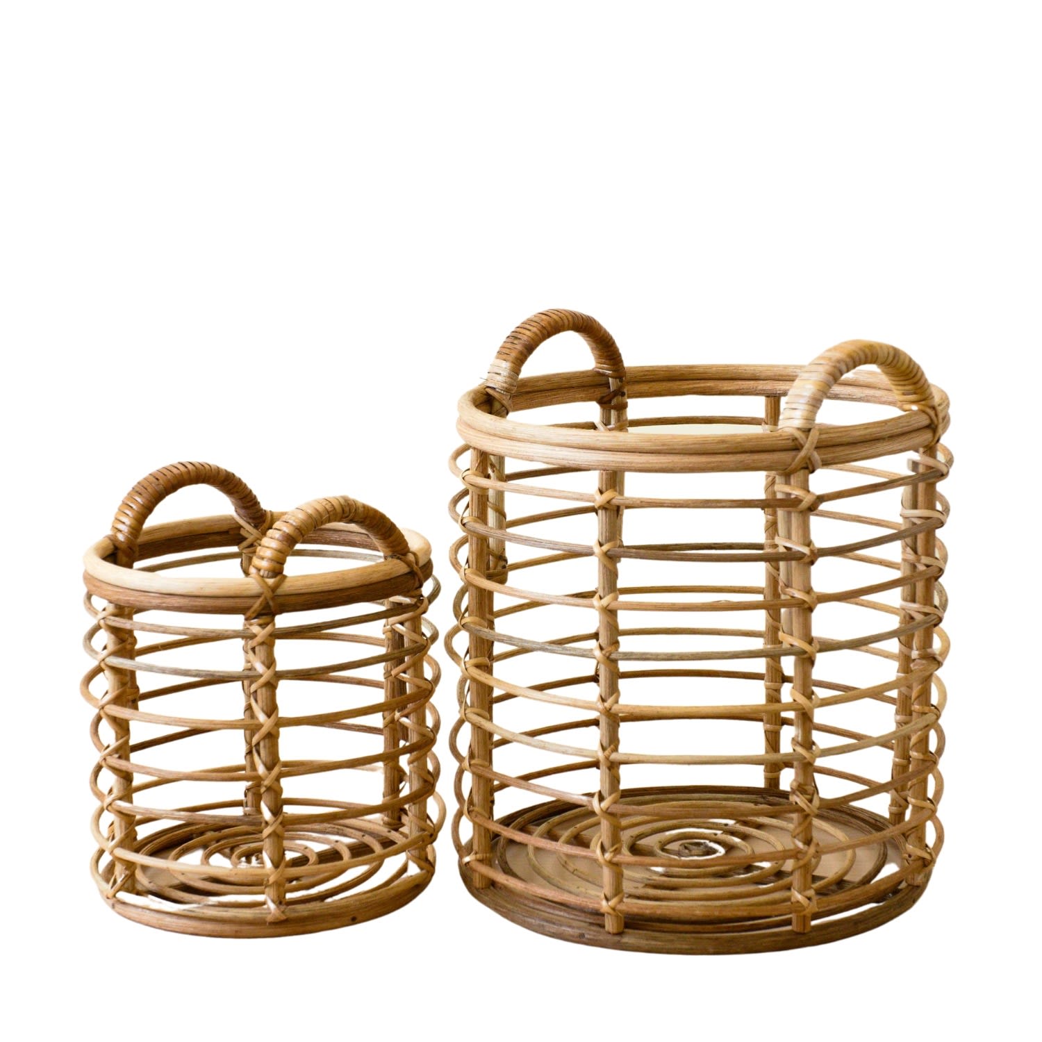 Likha Neutrals Rattan Cylinder Basket, Set Of Two - Storage Baskets