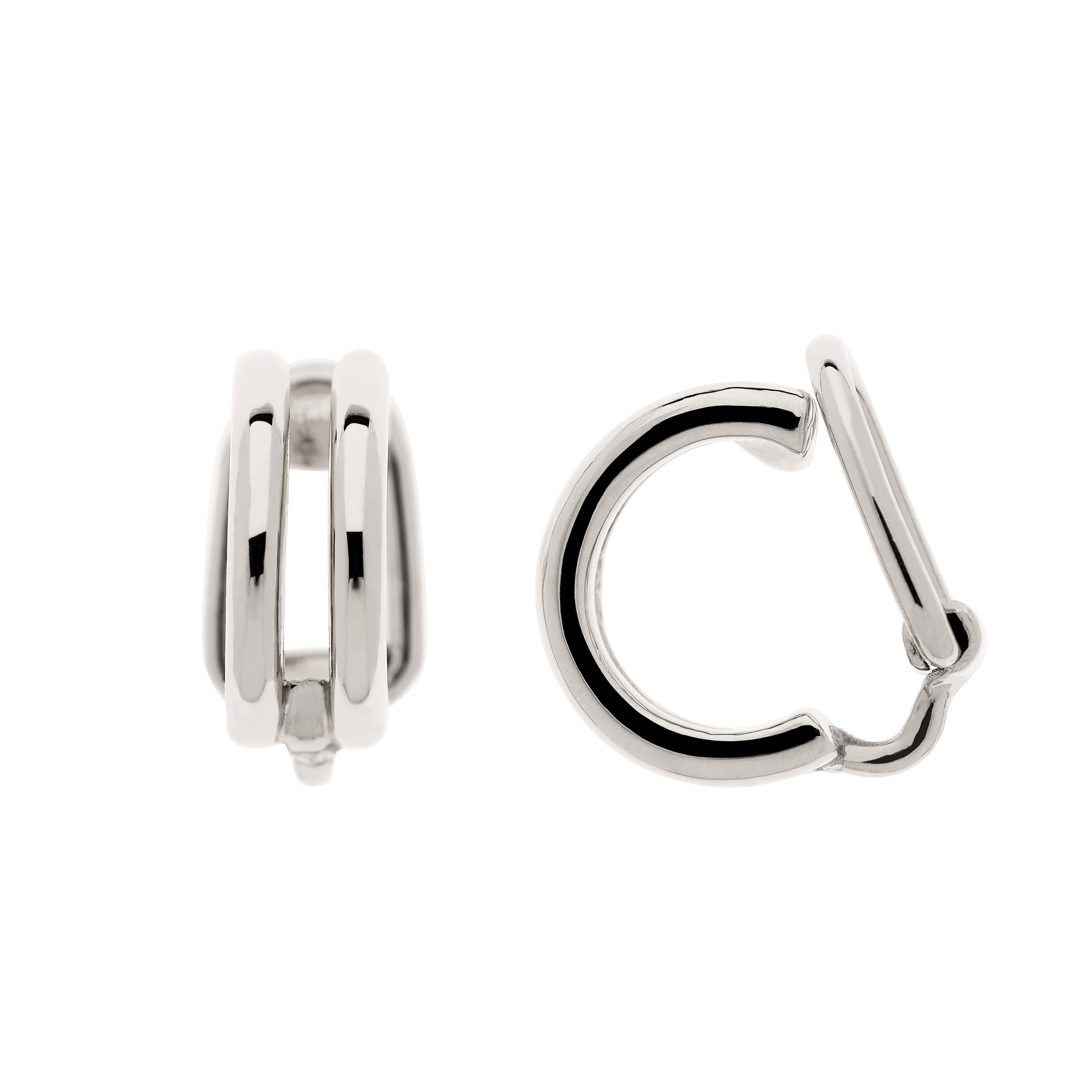 Women’s Silver Platinum Double Hoop Mini Clip Earrings Emma Holland Jewellery