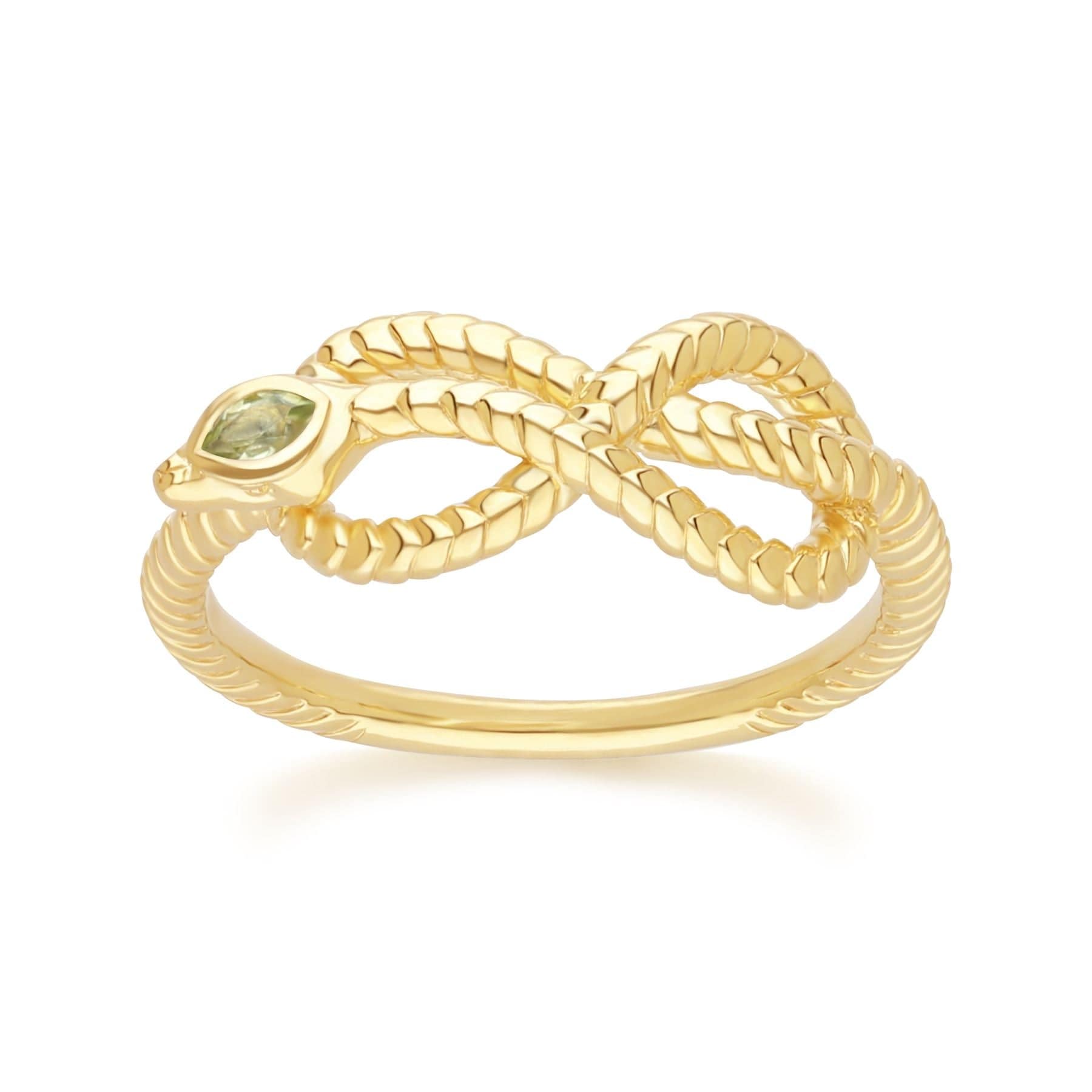 Women’s Green Ecfew Peridot Winding Snake Ring In Gold Plated Sterling Silver Gemondo