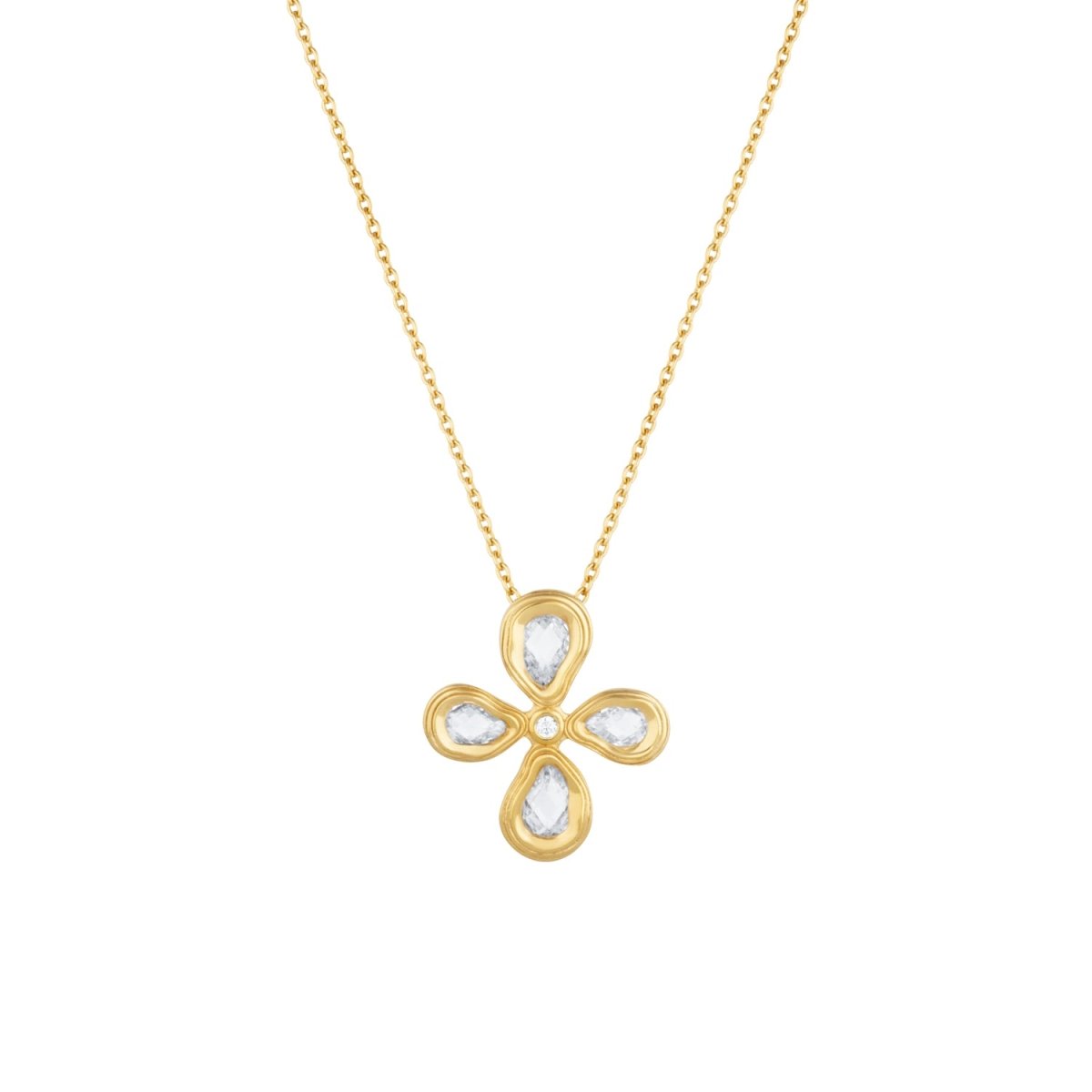Women&rsquo;s Teardrop Gold Cross Necklace With Cubic Zirconia | Lulu B London