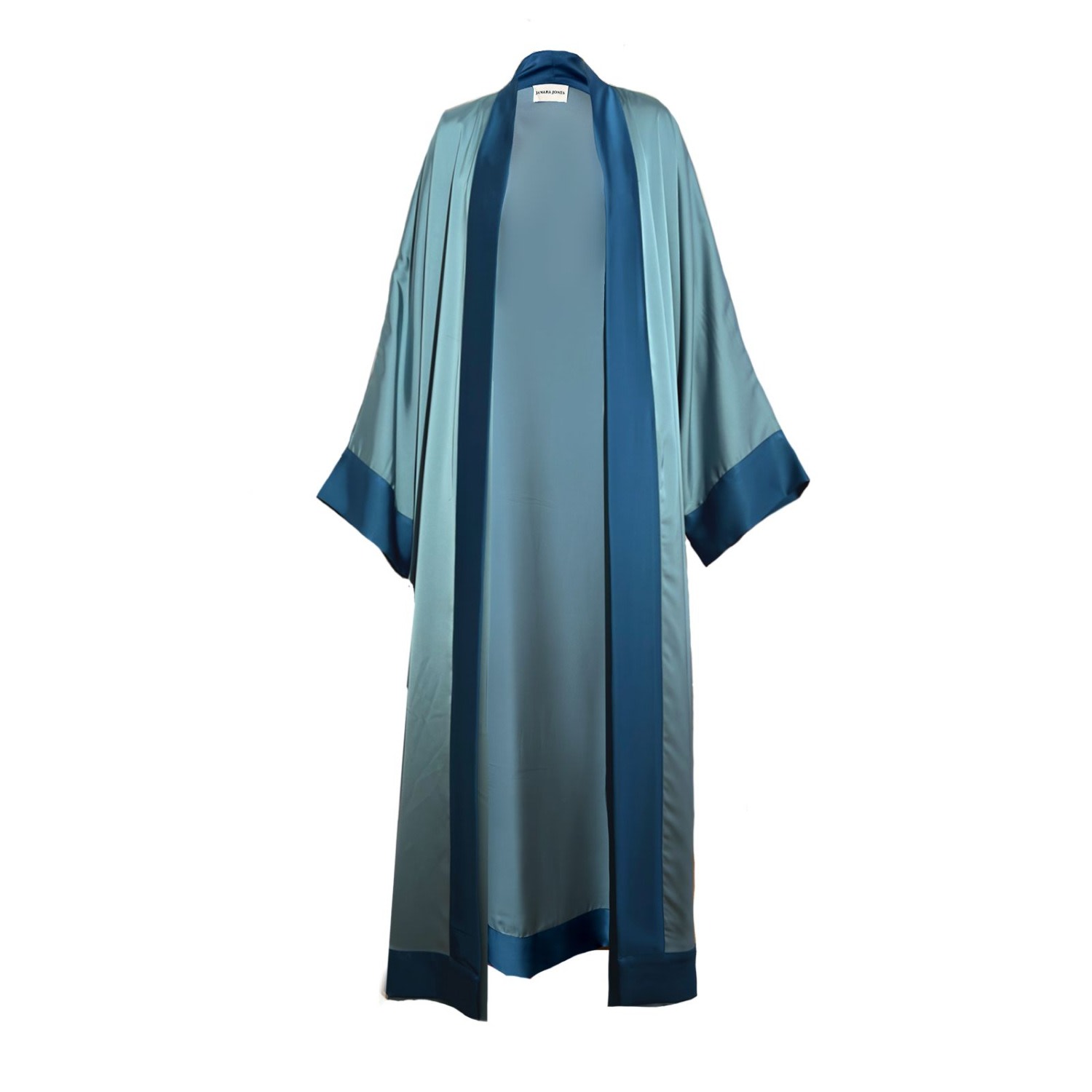 Janara Jones Women's Blue Aqua Serenity Satin Abaya Kaftan