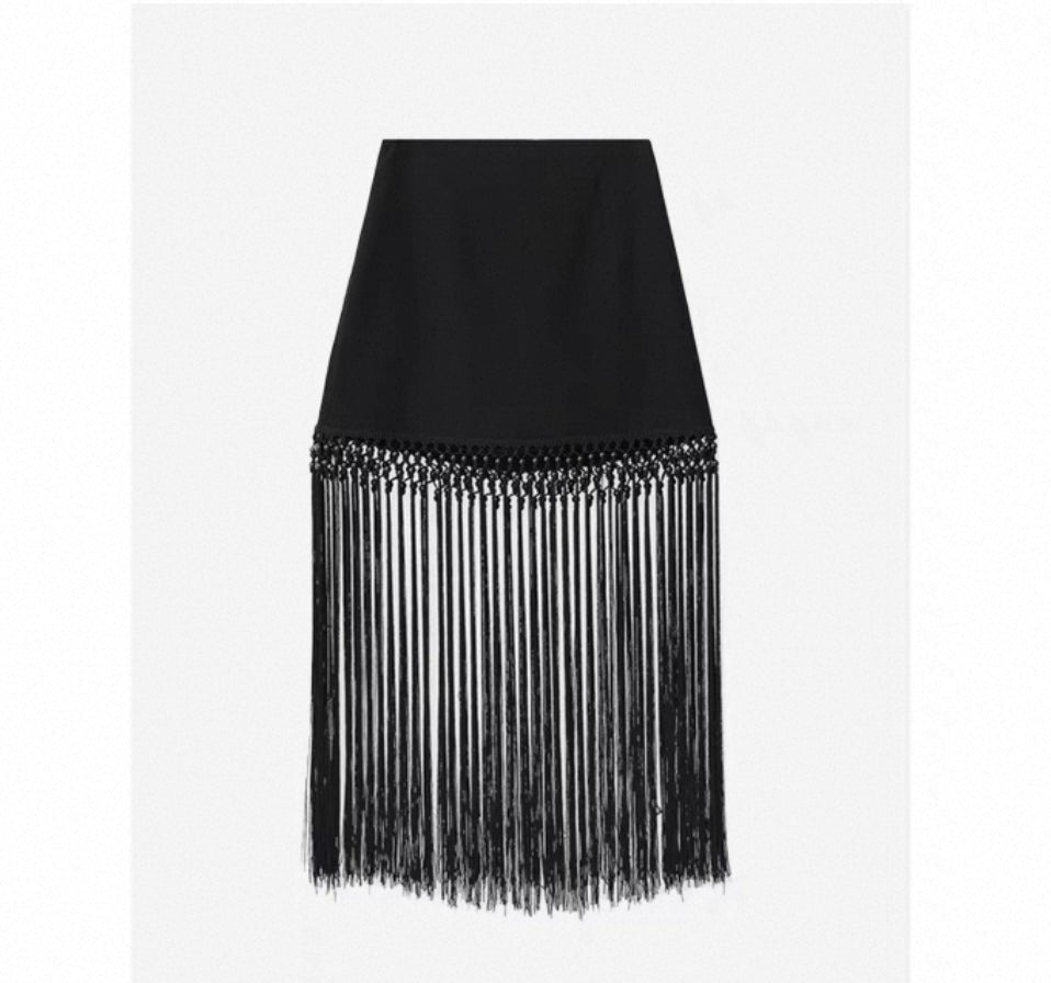 Jiaying Wang Wjy Studio London Women's Chic Black Tassel Skirt In Black