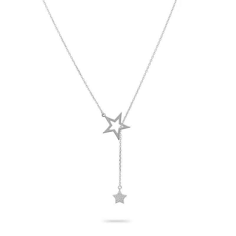 Gold Trip Women's Double Star Lariat Necklace In Silver In Metallic