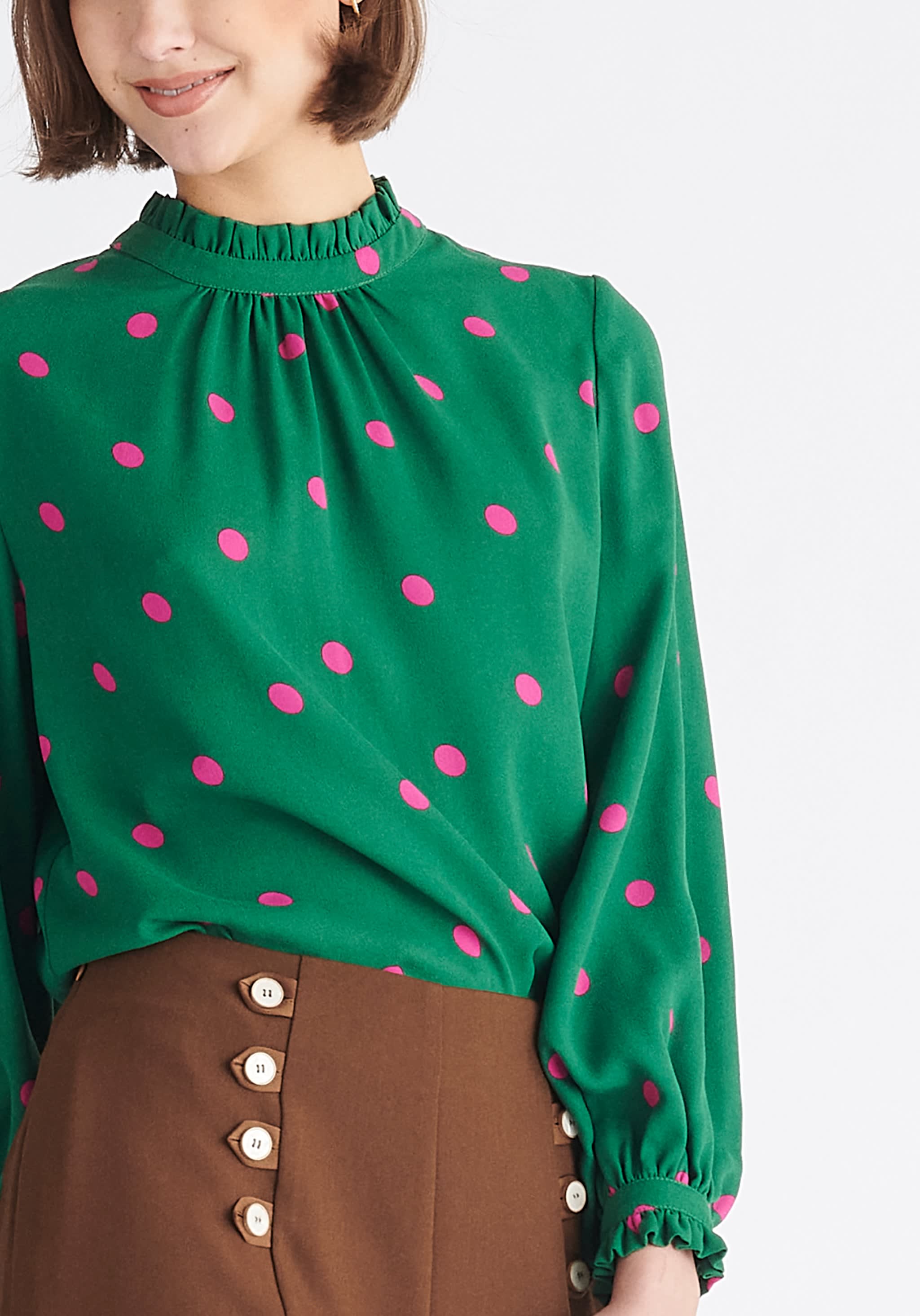 Green Polka Dot Blouse