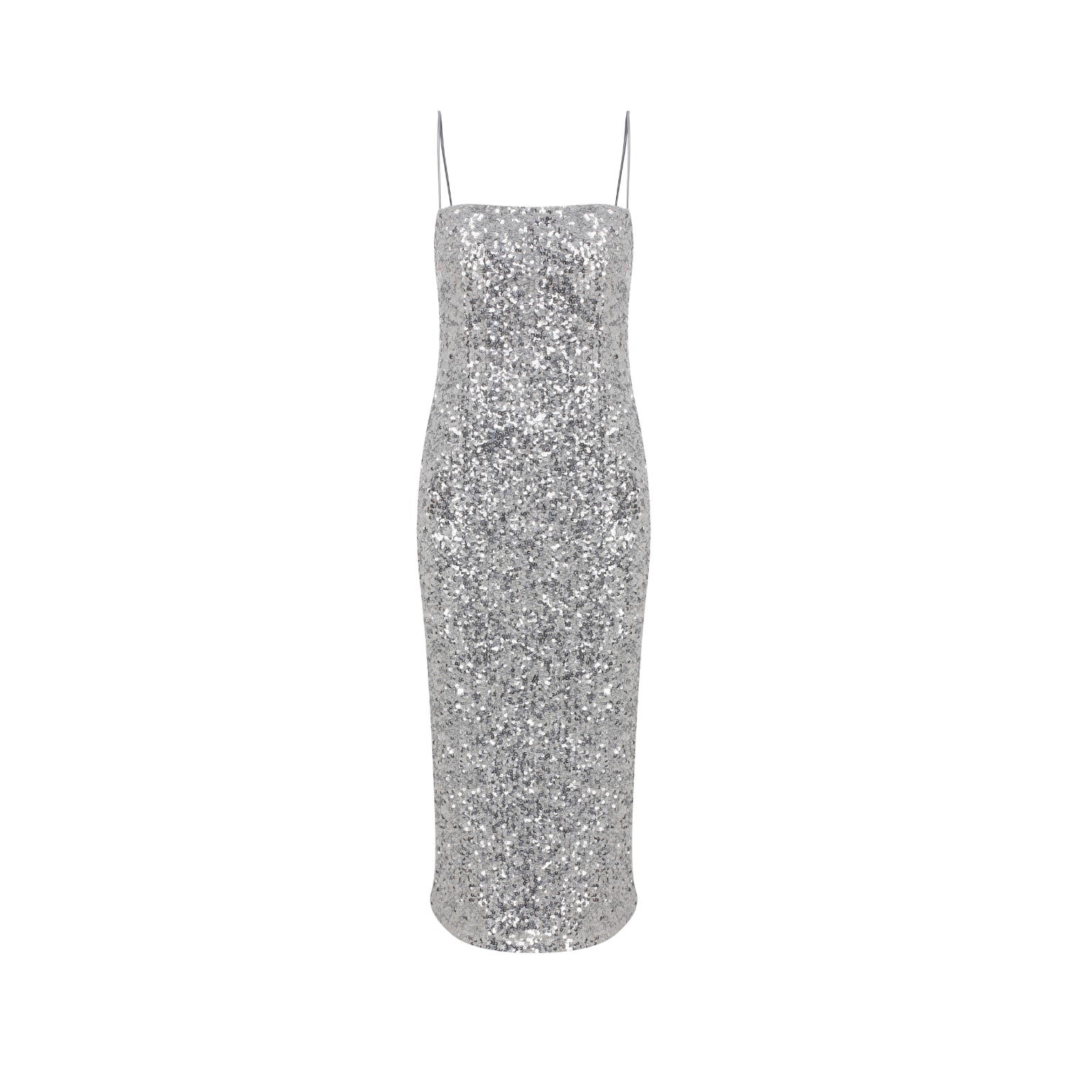 Women’s Miles Sequin Midi Dress In Silver Burch Large Nazli Ceren