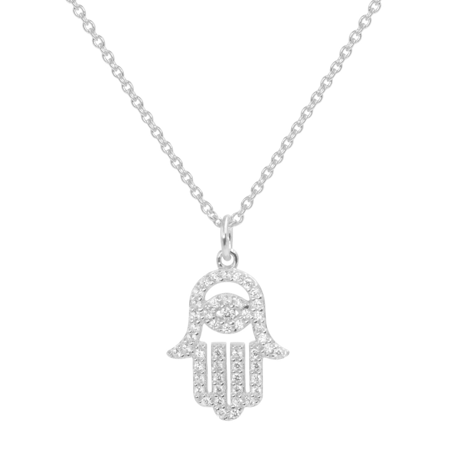 Women’s Hamsa Crystal Necklace Silver Kamaria