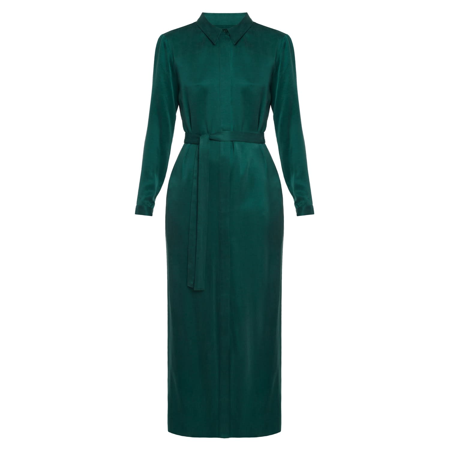 green maxi shirt dress