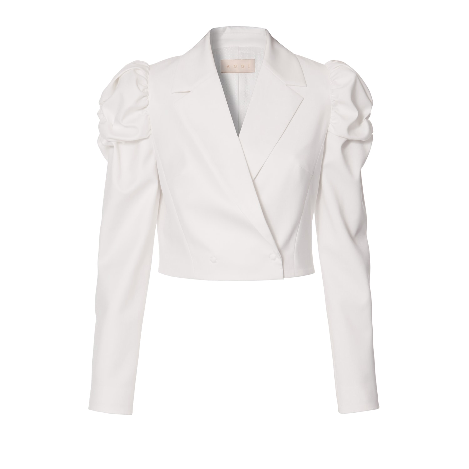 Shop Aggi Women's Naya Aesthetic White Short Blazer With Puffed Sleeves