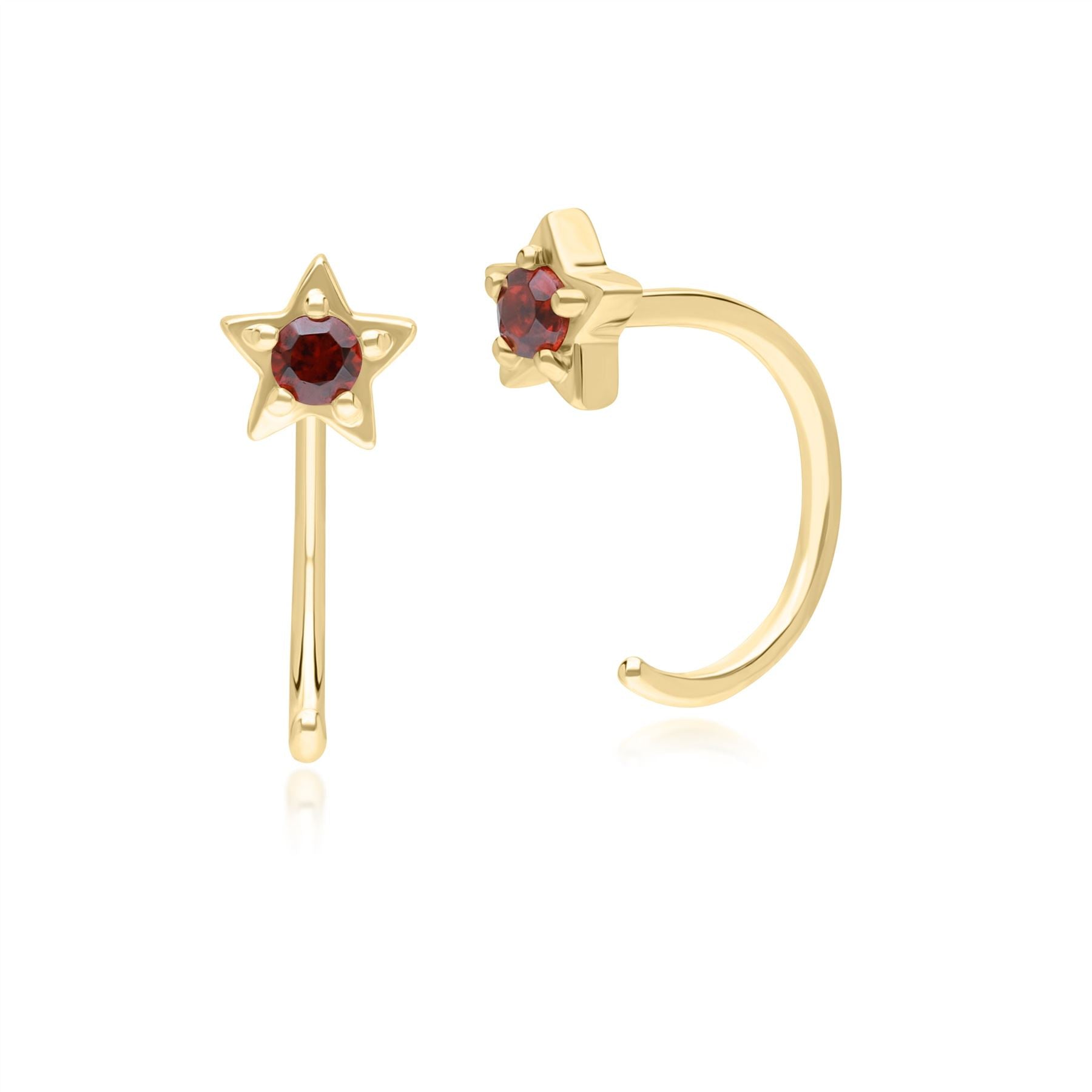 Women’s Gold / Red Garnet Pull Through Hoop Earrings In Yellow Gold Gemondo