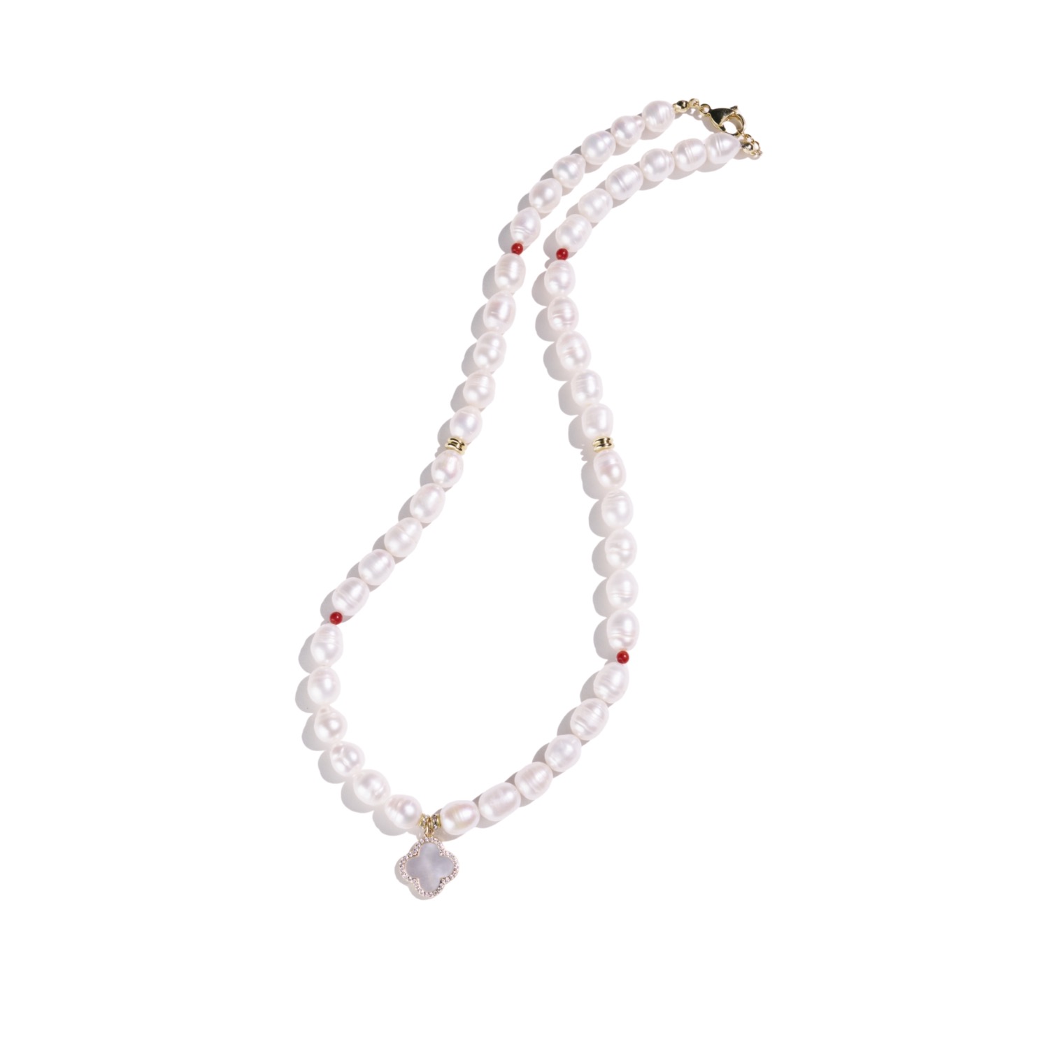 Urbane Jewelry Studio Men's White / Red Ruby Pearl Necklace In Multi