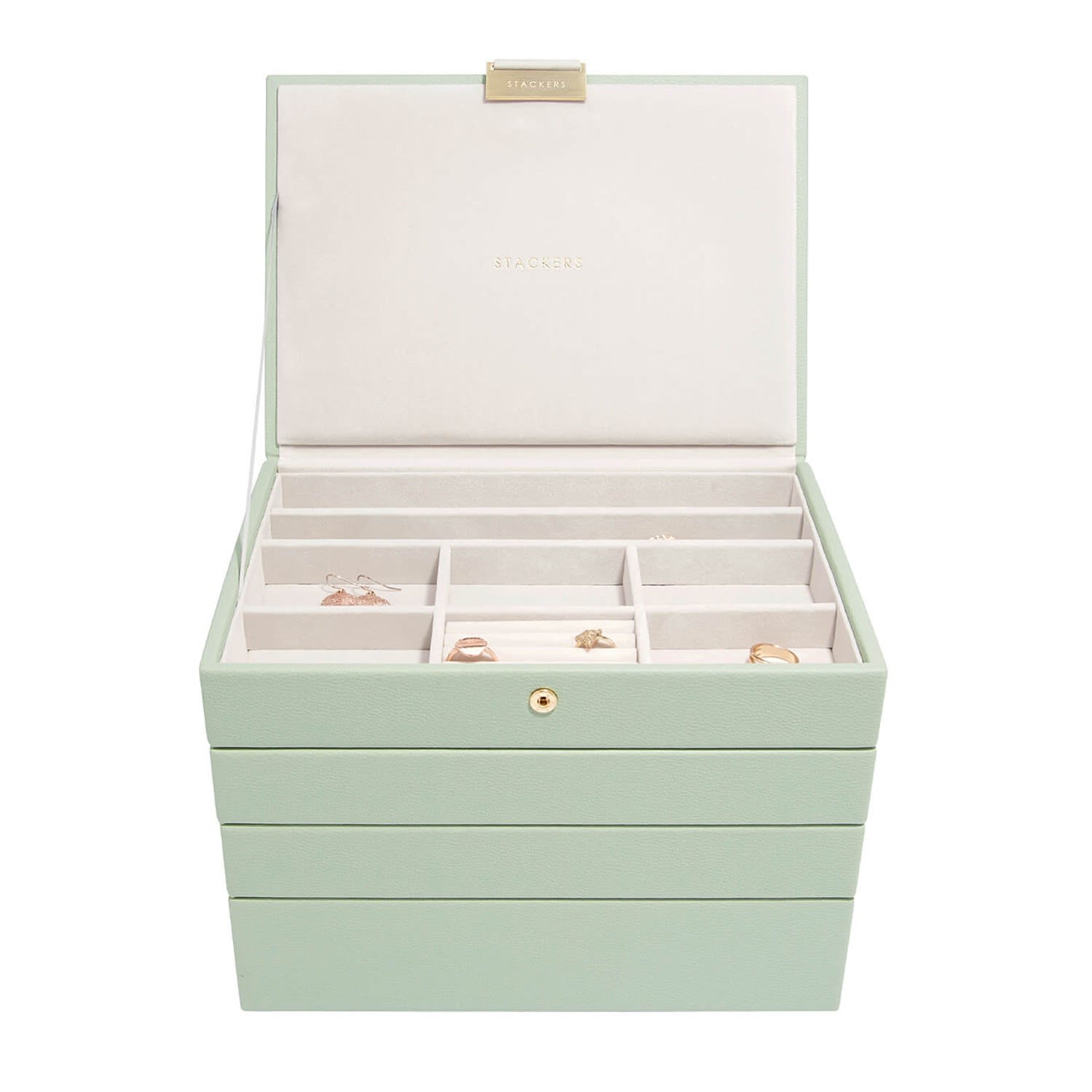 Stackers Women's  Sage Green Classic Jewelry Box Set Of Four In Green
