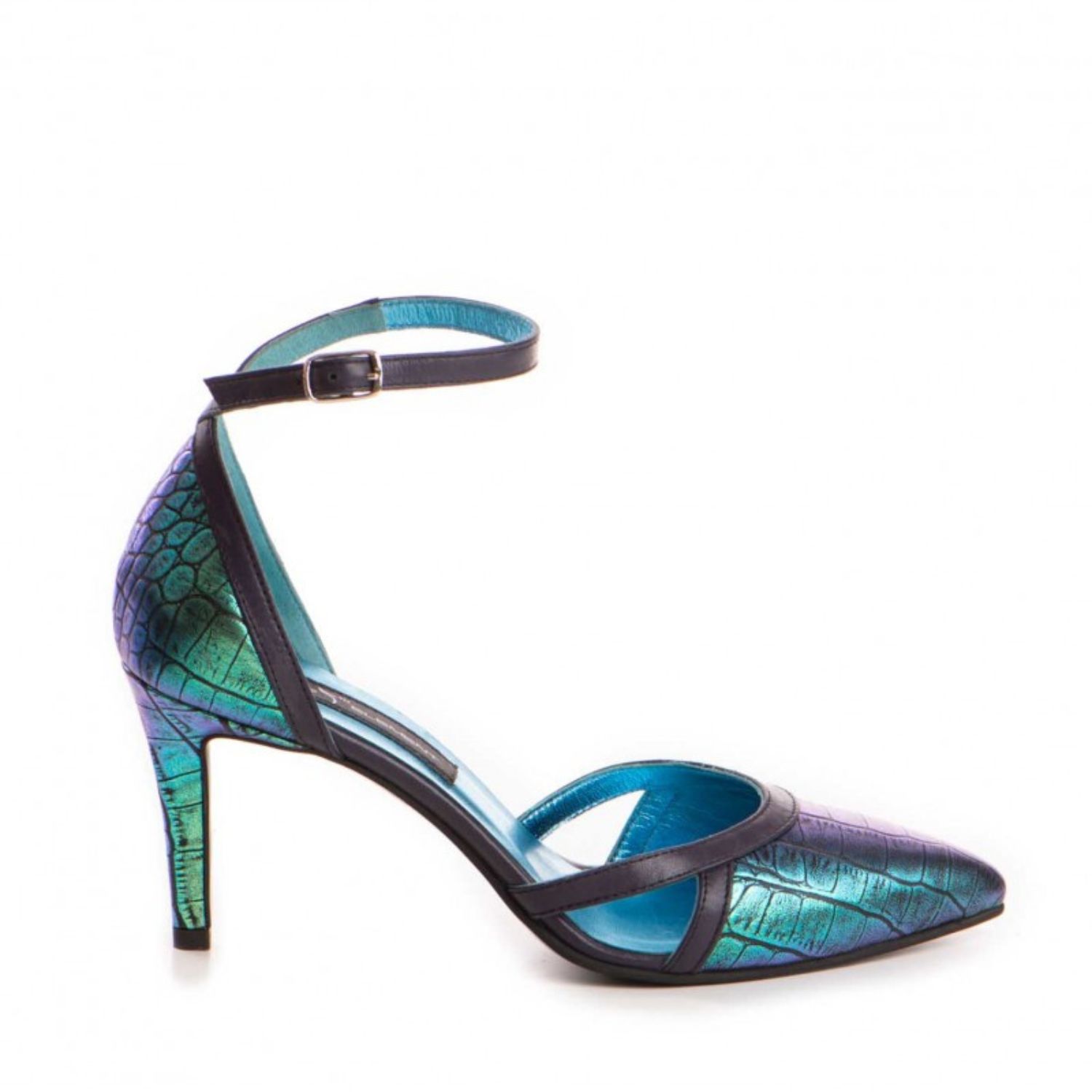 The 5th Element Women's Cassandra Iridescent Green-purple Leather Pumps In Multi