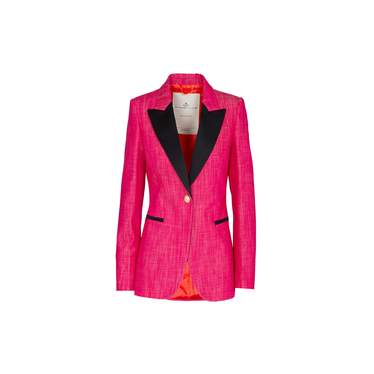 The Extreme Collection Women's Pink / Purple Savina Satin Blazer With Black Details