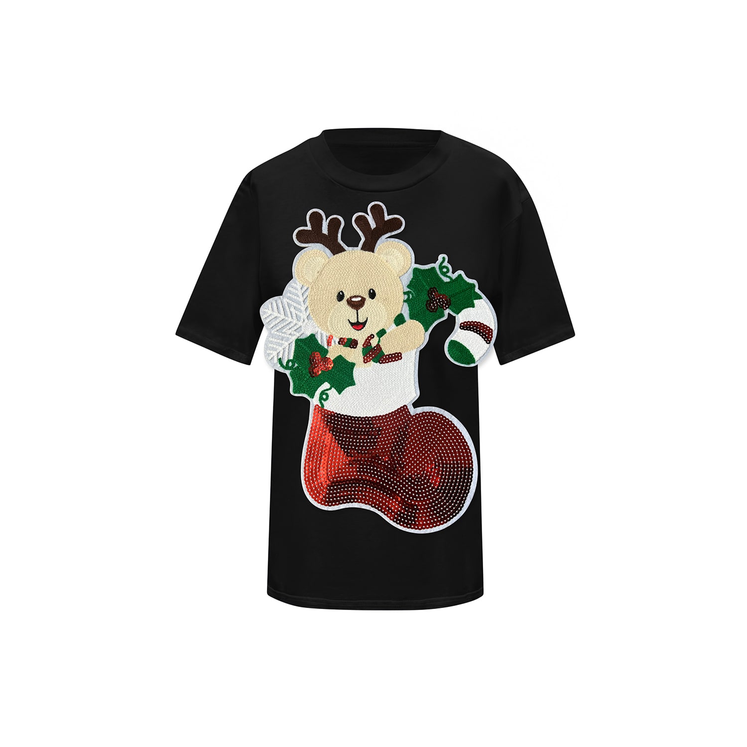 Toma Women's Christmas Black Reindeer T-shirt In Black