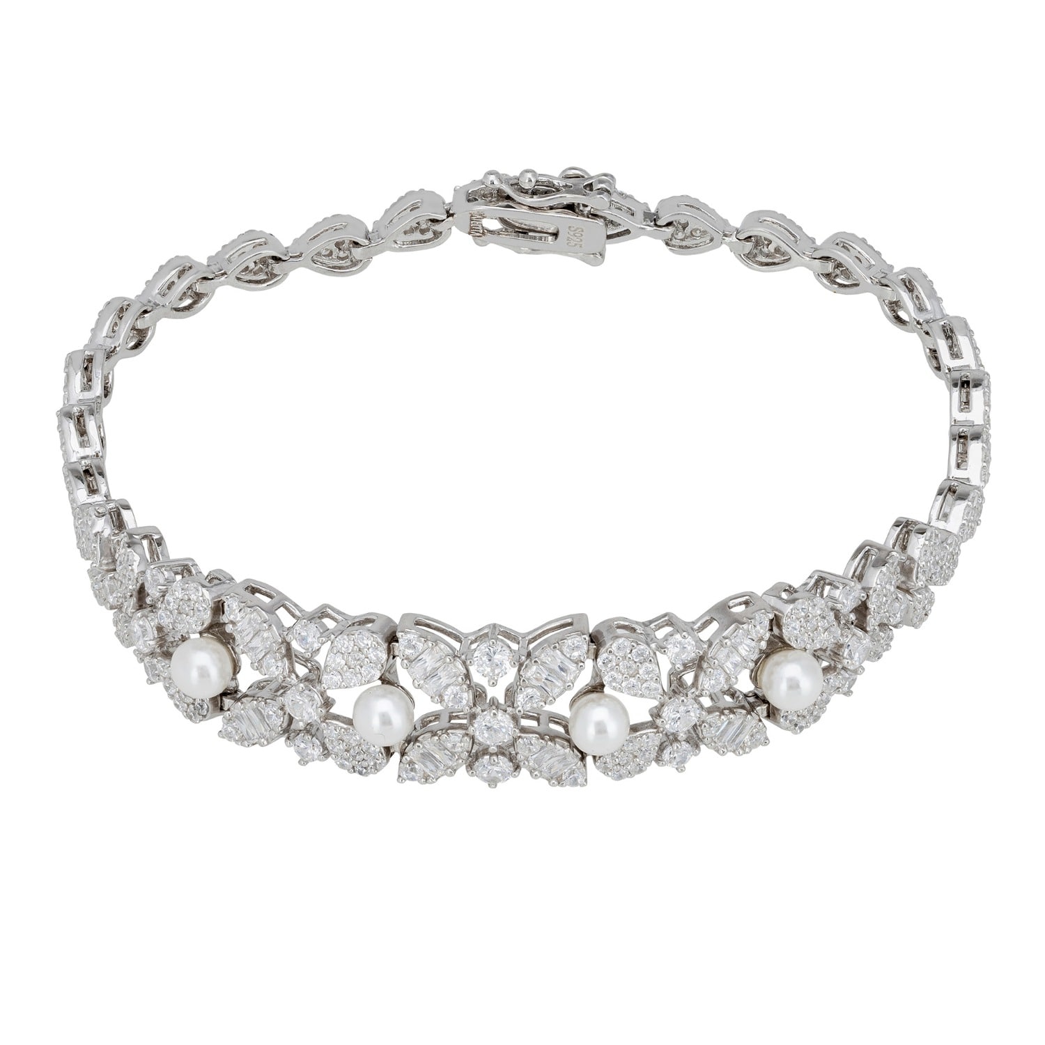 Women’s Neutrals / Silver / White Marchioness Tennis Bracelet Pearl Silver | Latelita