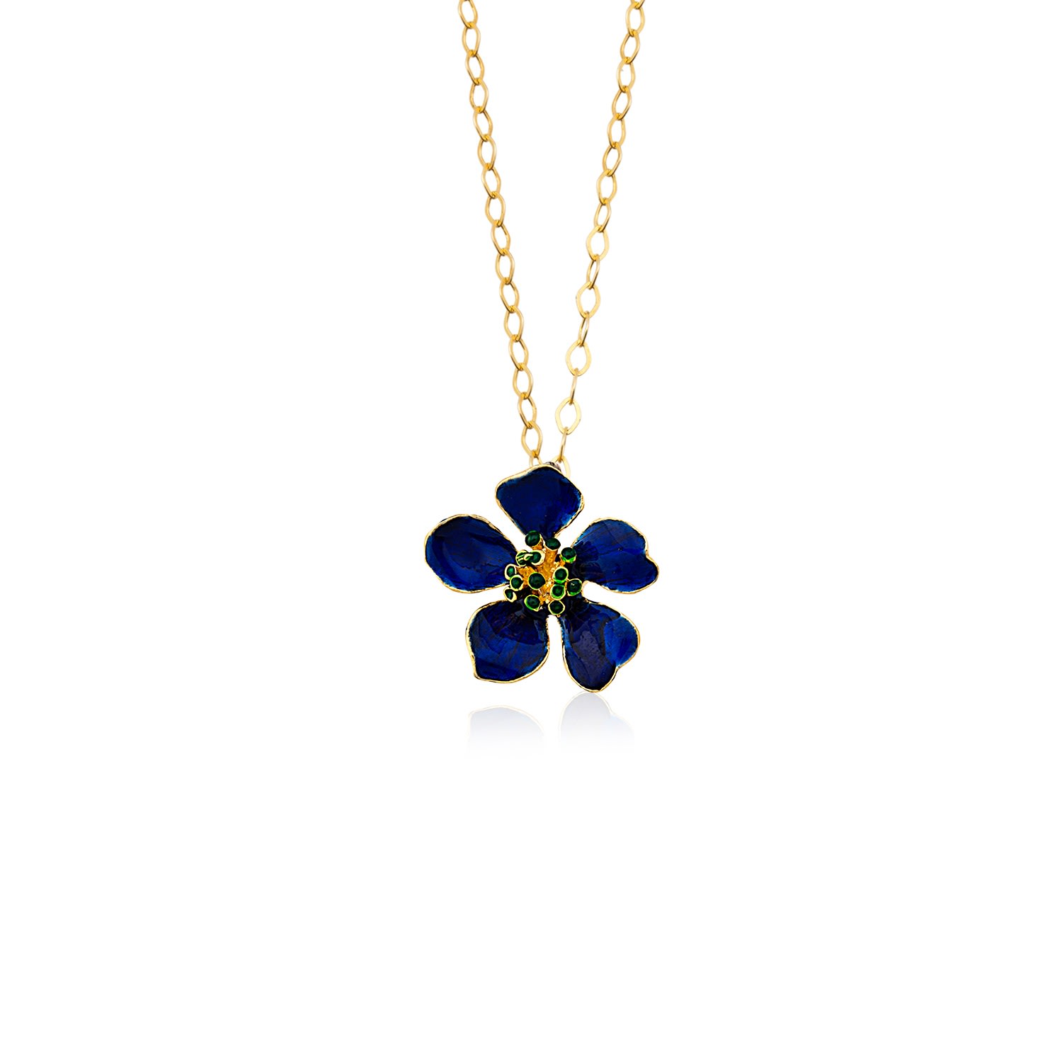 Milou Jewelry Women's Navy Blue Cherry Blossom Flower Necklace In Blue