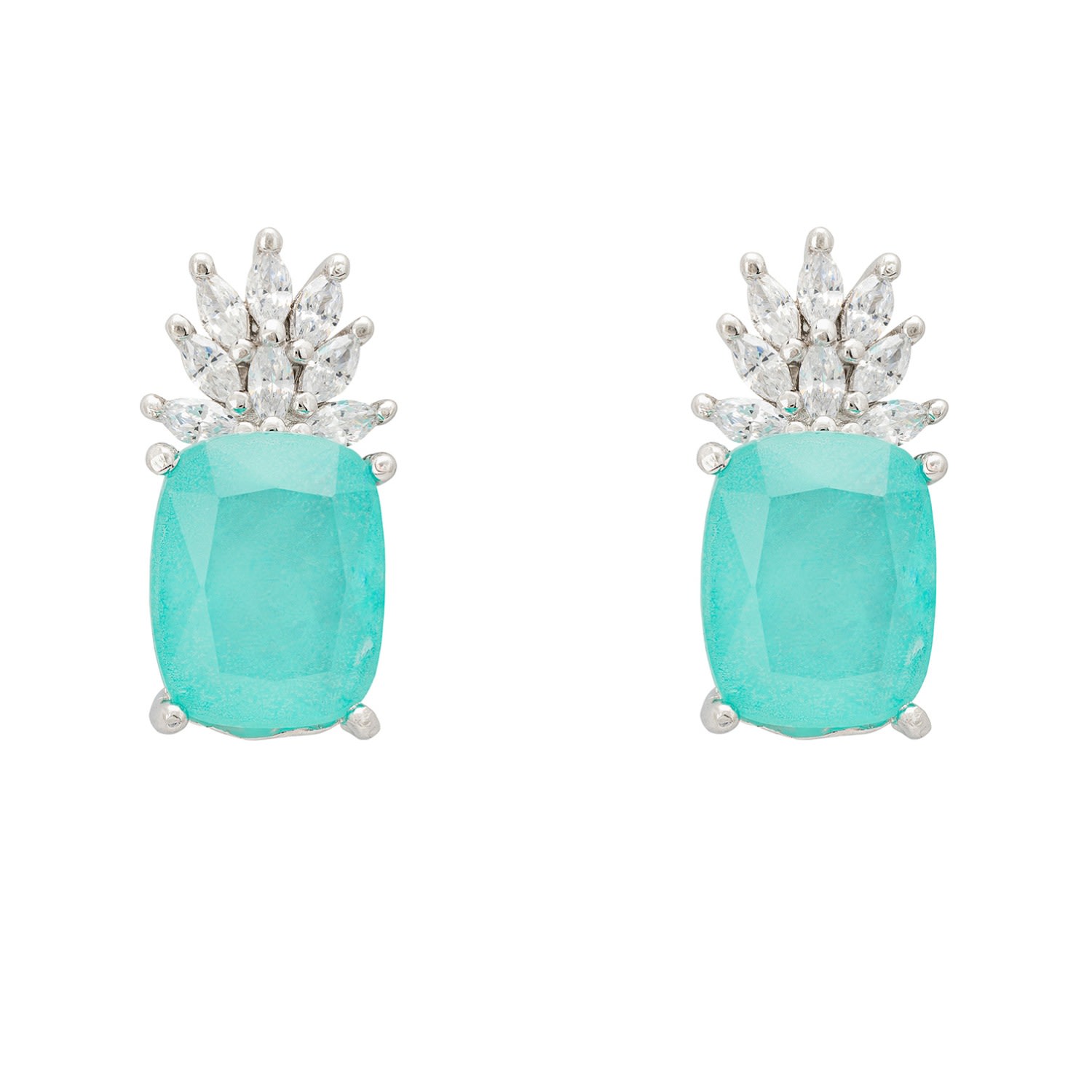 Women’s Blue / Silver / White Pineapple Gemstone Earrings Paraiba Tourmaline Silver Latelita